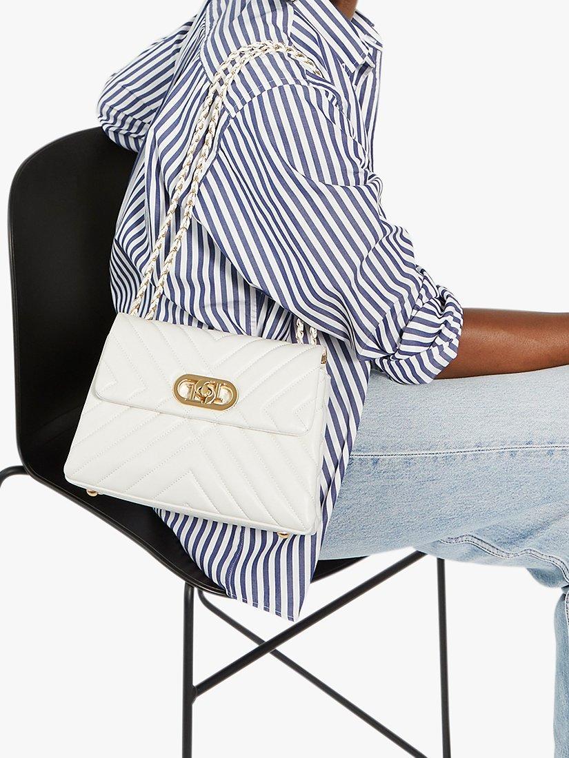 Product image 5 of 5, which shows Dune London Regent Leather Quilted Shoulder Bag, White