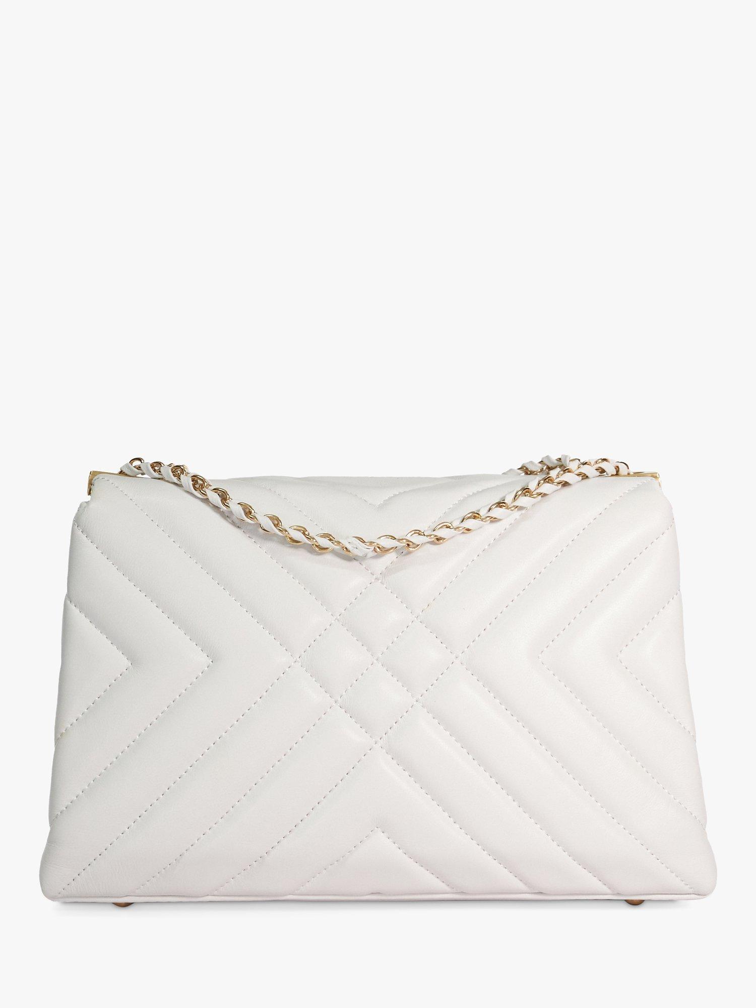 Product image 2 of 5, which shows Dune London Regent Leather Quilted Shoulder Bag, White