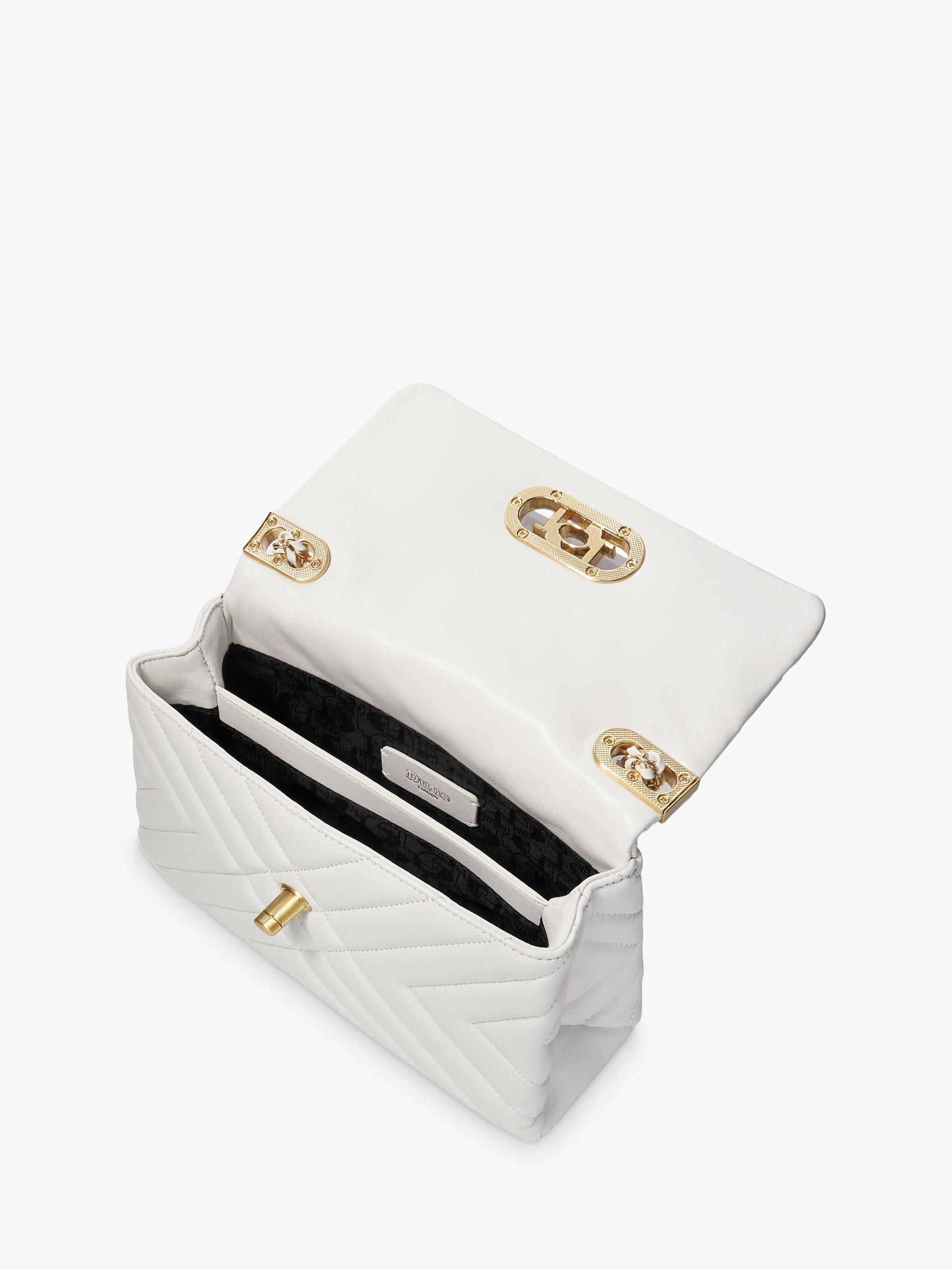Product image 3 of 5, which shows Dune London Regent Leather Quilted Shoulder Bag, White