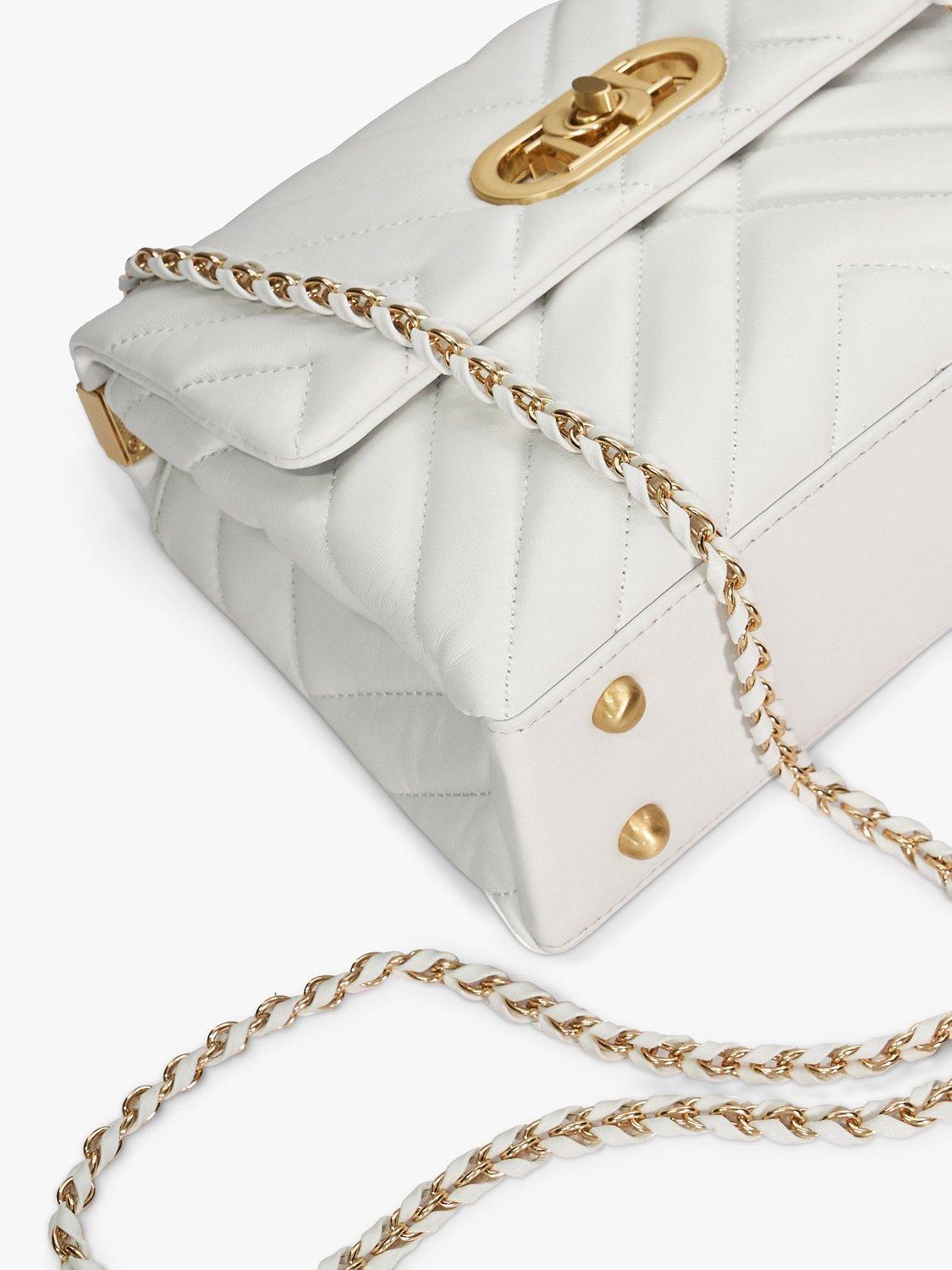 Product image 4 of 5, which shows Dune London Regent Leather Quilted Shoulder Bag, White