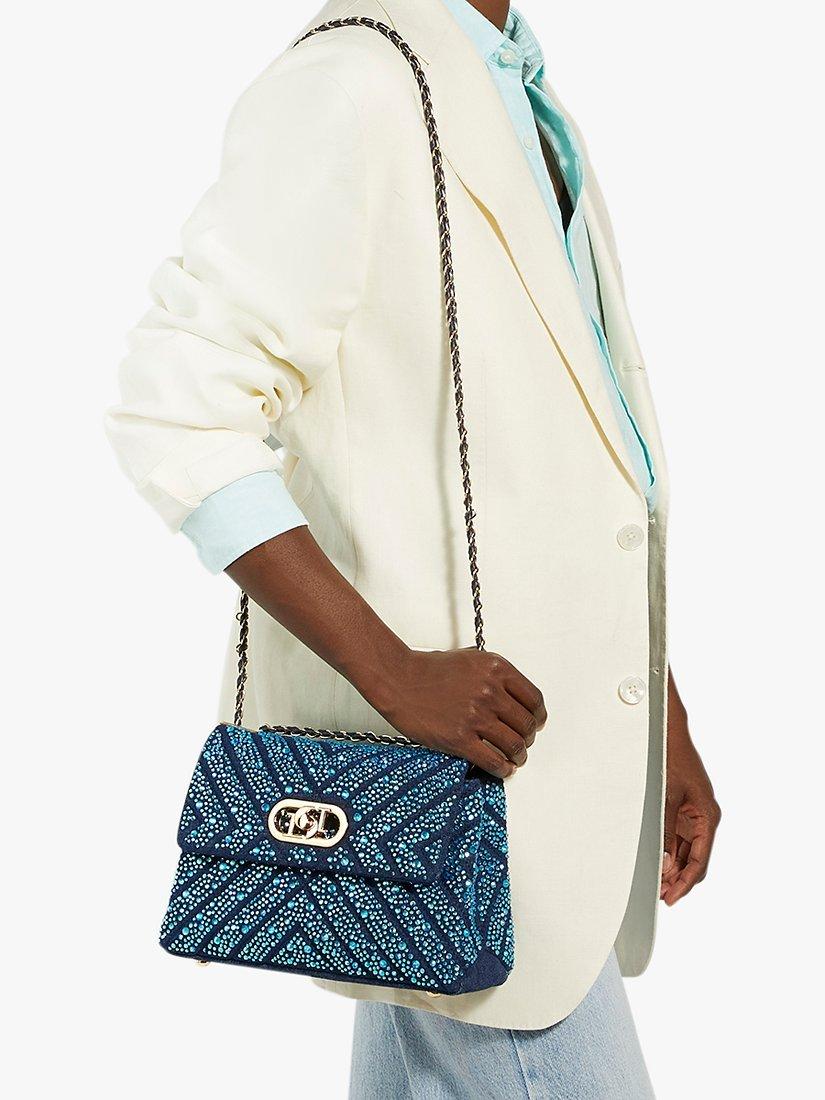 Product image 5 of 5, which shows Dune London Regent Embellished Shoulder Bag, Blue