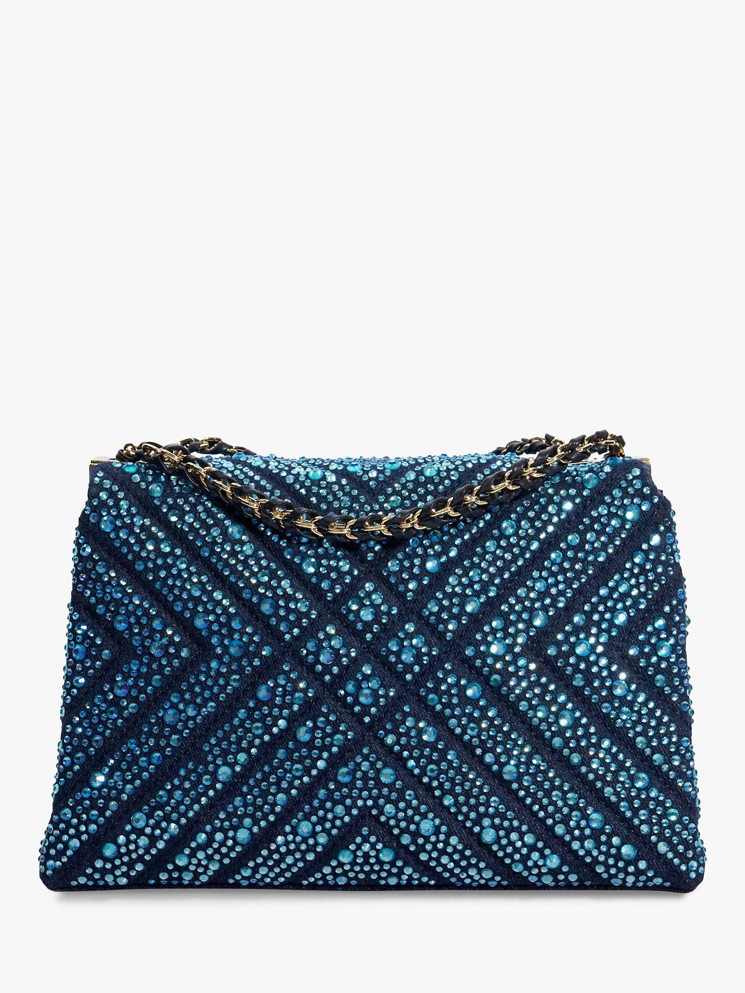 Product image 2 of 5, which shows Dune London Regent Embellished Shoulder Bag, Blue