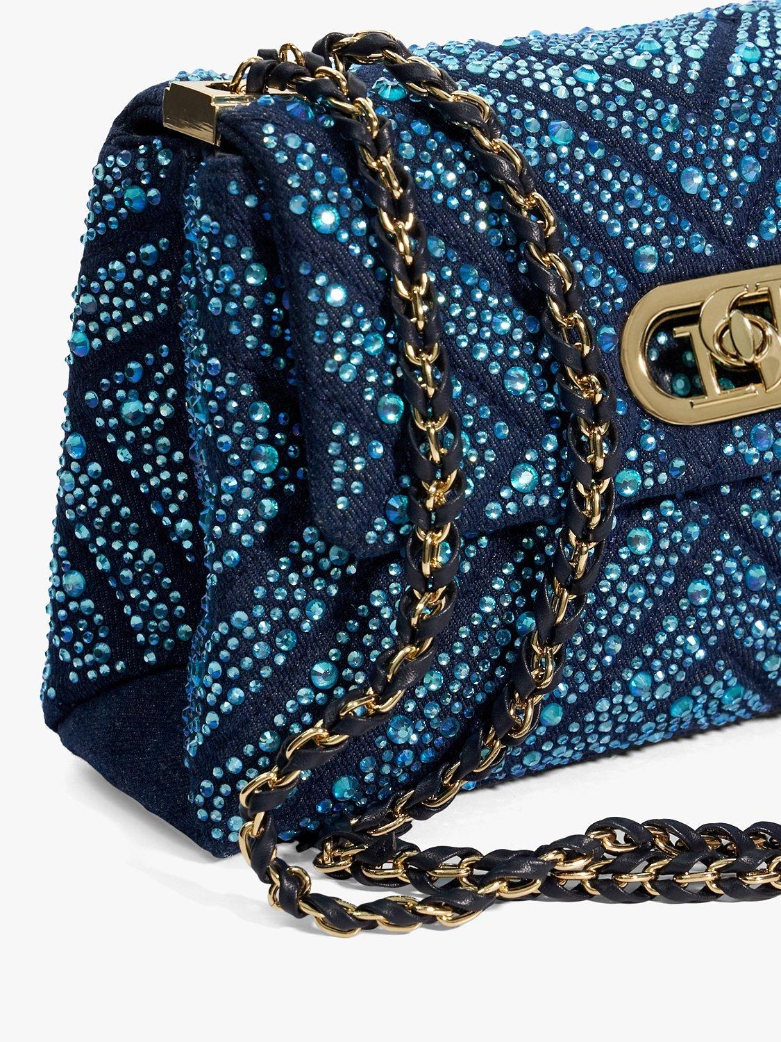 Product image 4 of 5, which shows Dune London Regent Embellished Shoulder Bag, Blue