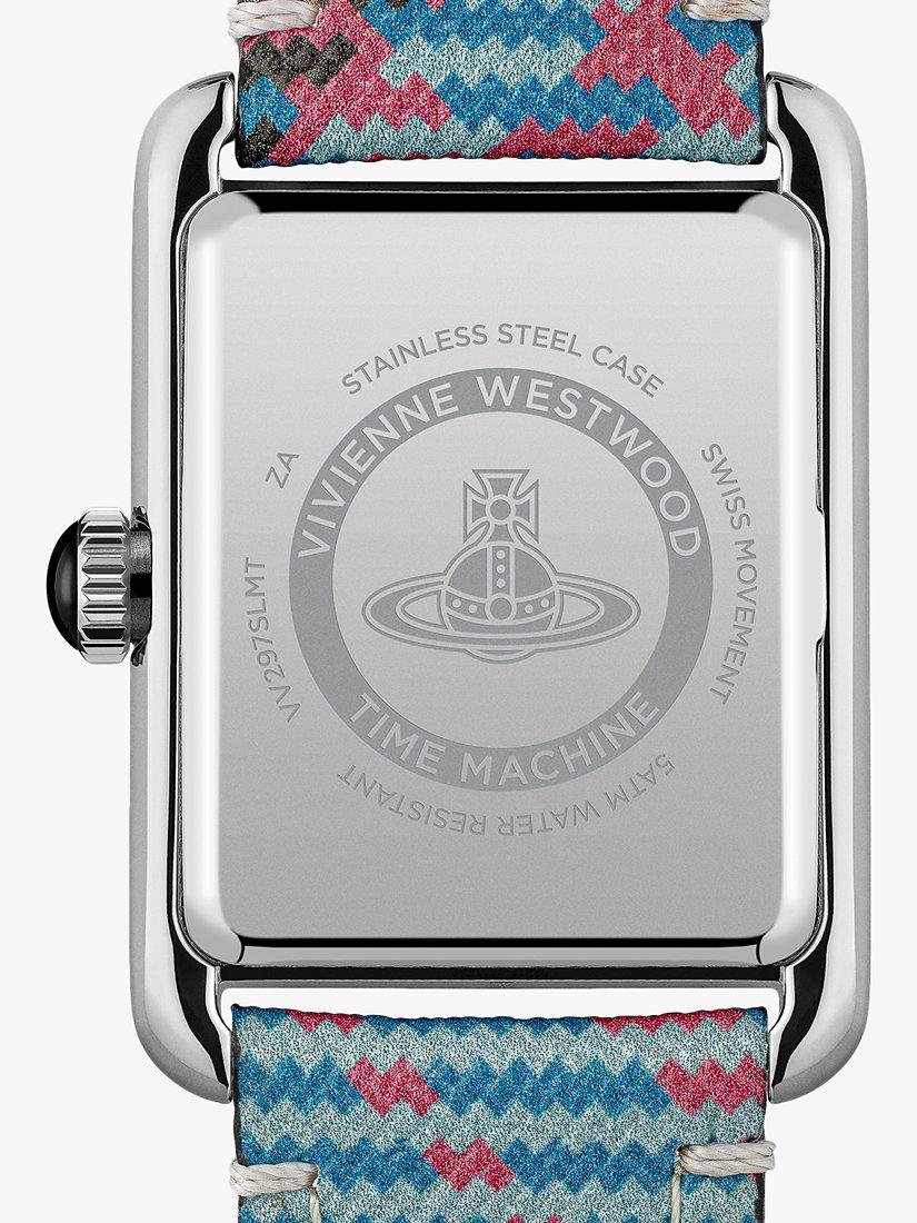 Product image 5 of 6, which shows Vivienne Westwood VV297SLMT Women's Shacklewell Rectangle Dial Leather Strap Watch, Silver/Tartan