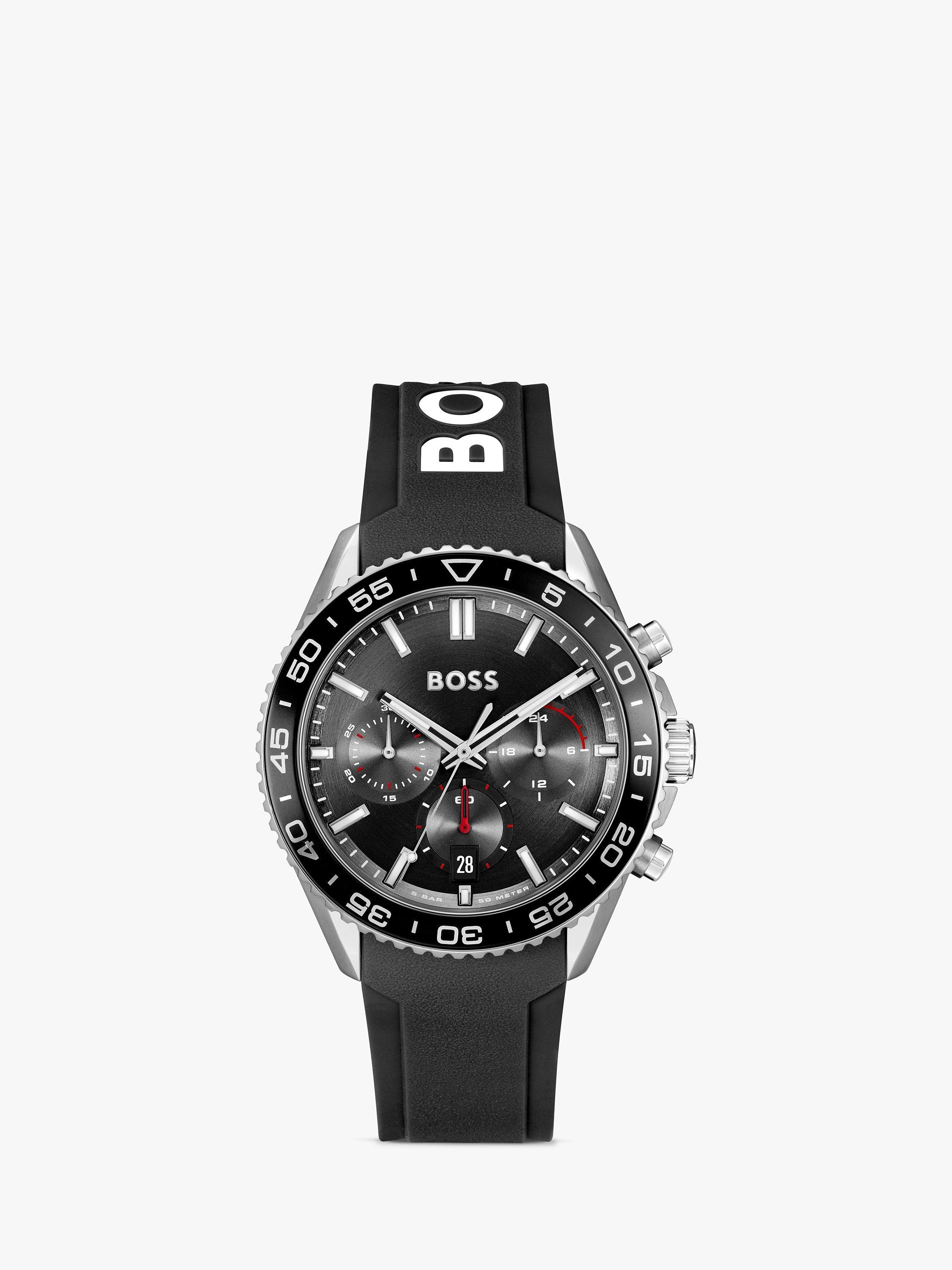 HUGO BOSS Men's Runner Silicone Strap Watch, Black 1514141