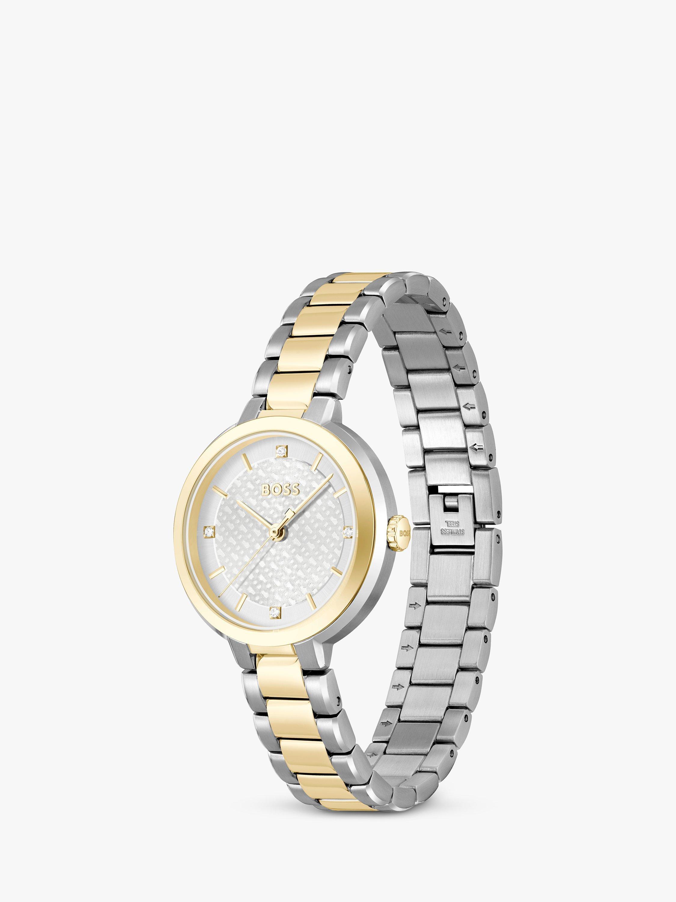 Product image 3 of 6, which shows HUGO BOSS 1502761 Women's Sena Monogram Dial Bracelet Strap Watch, Silver