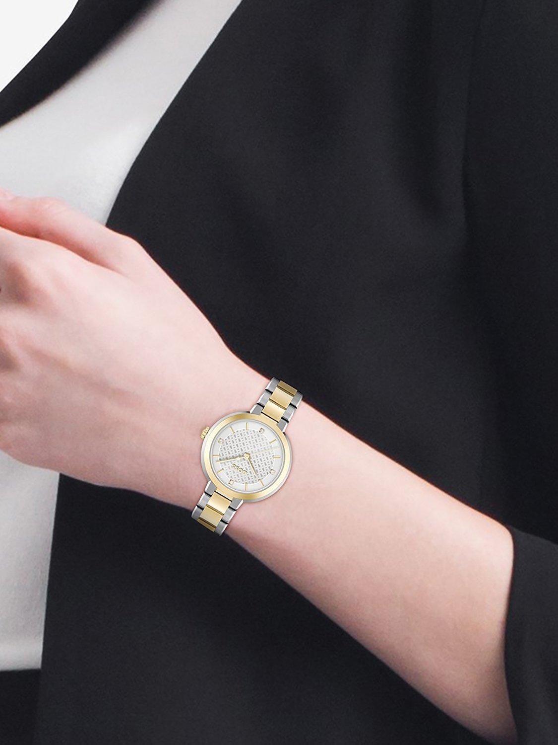 Product image 6 of 6, which shows HUGO BOSS 1502761 Women's Sena Monogram Dial Bracelet Strap Watch, Silver
