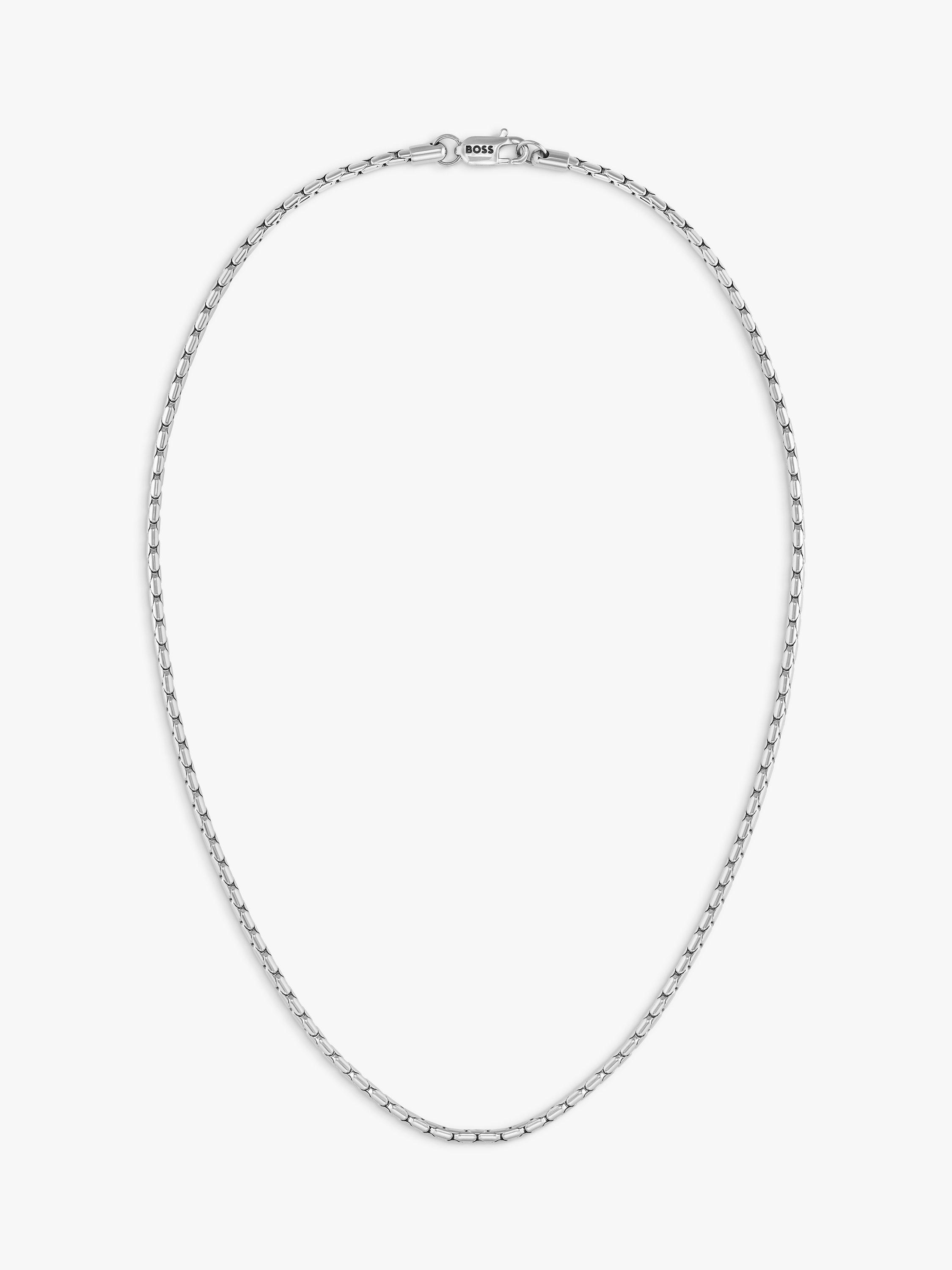 HUGO BOSS Men s Evan Chain Necklace Silver