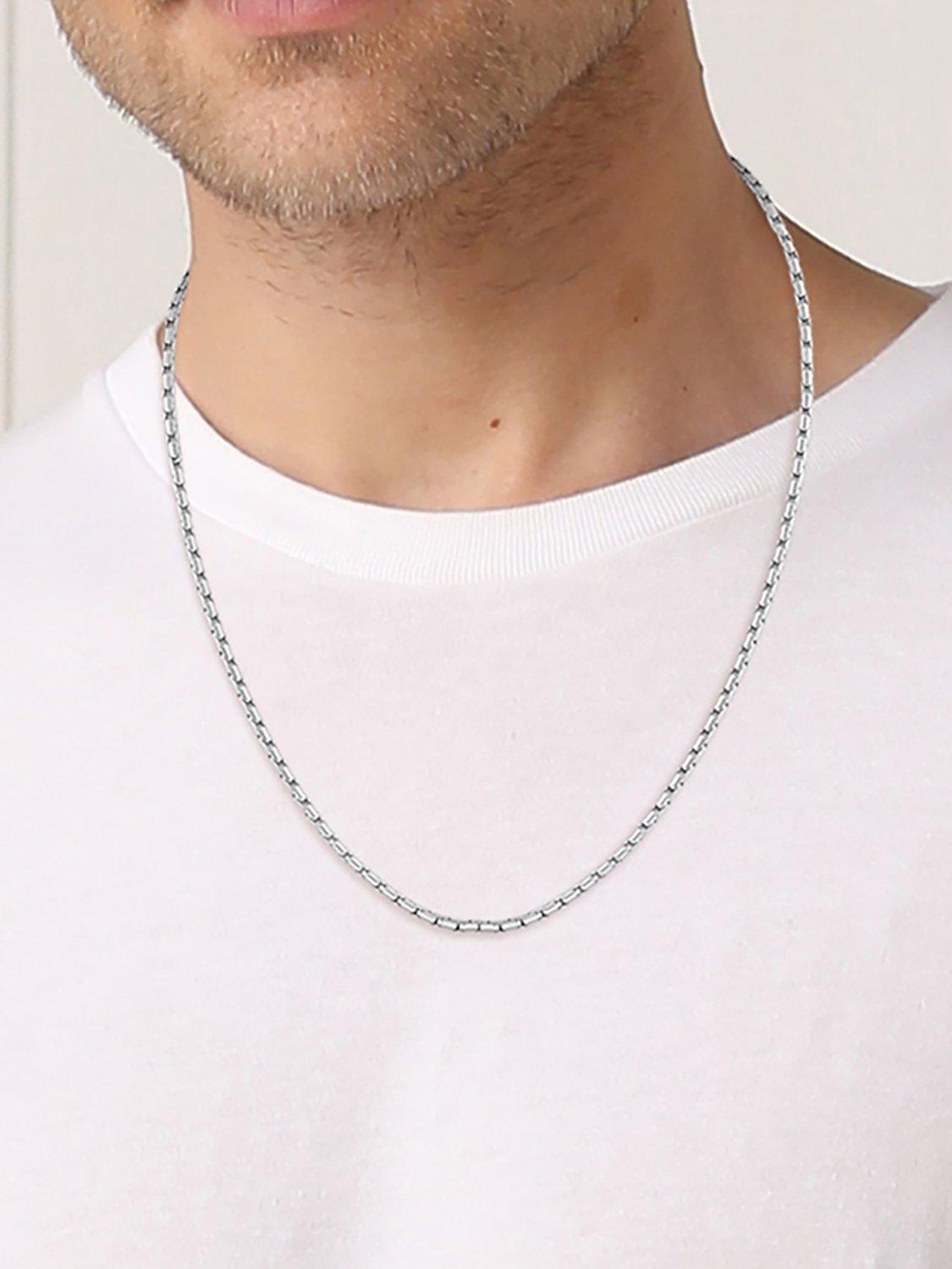 HUGO BOSS Men's Evan Chain Necklace, Silver