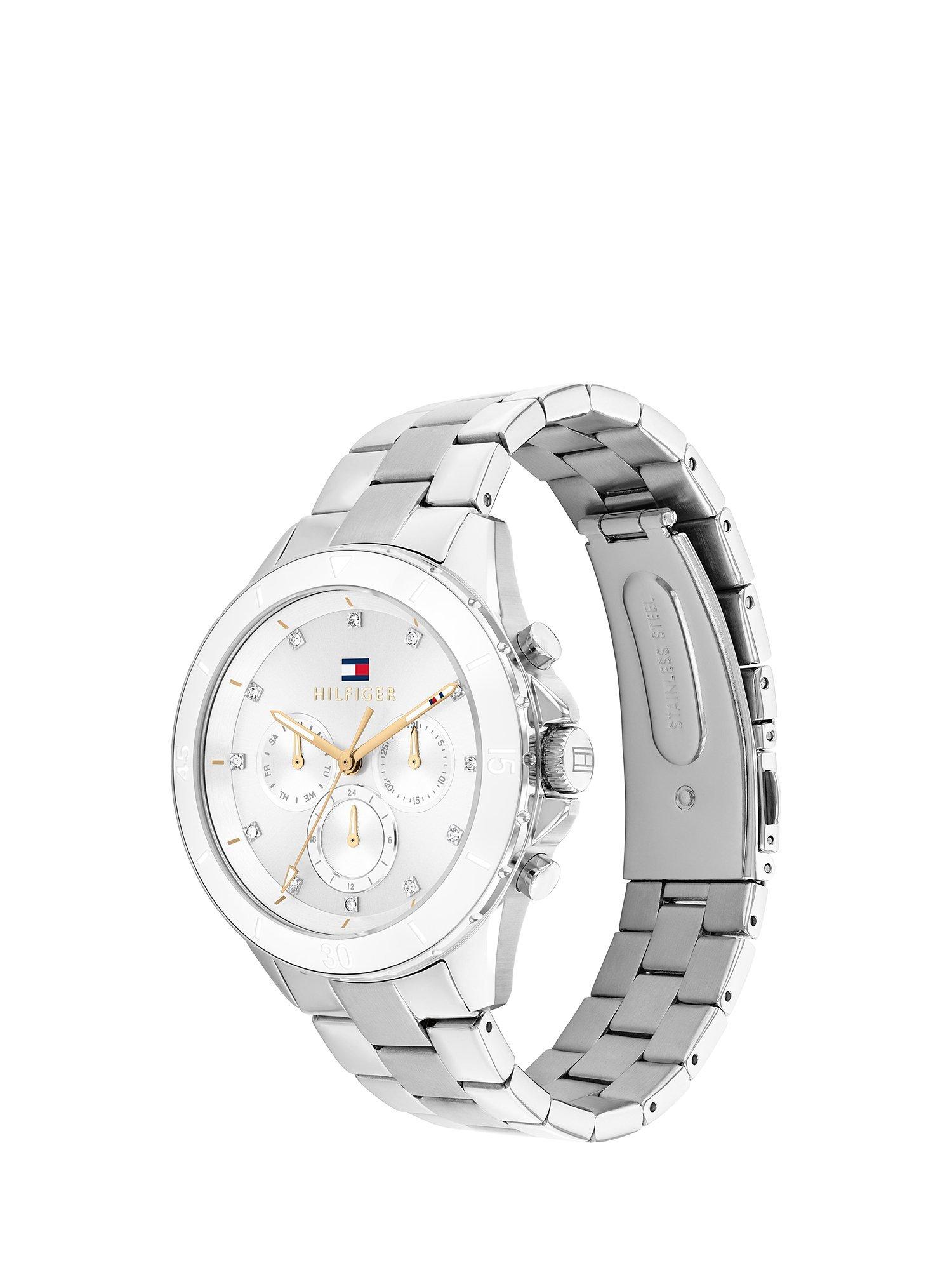 Product image 2 of 6, which shows Tommy Hilfiger Women's Sports Luxe Bracelet Strap Watch, Silver/White