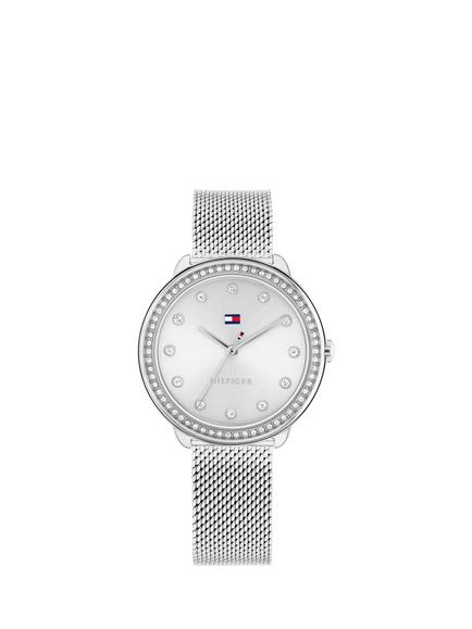 Tommy Hilfiger Women's Crystal Bezel Mesh Strap Watch, Silver
