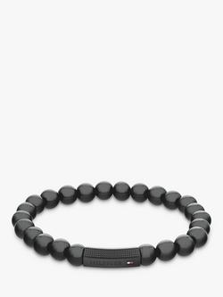 Tommy Hilfiger Men's Onyx Beaded Bracelet, Black, Black