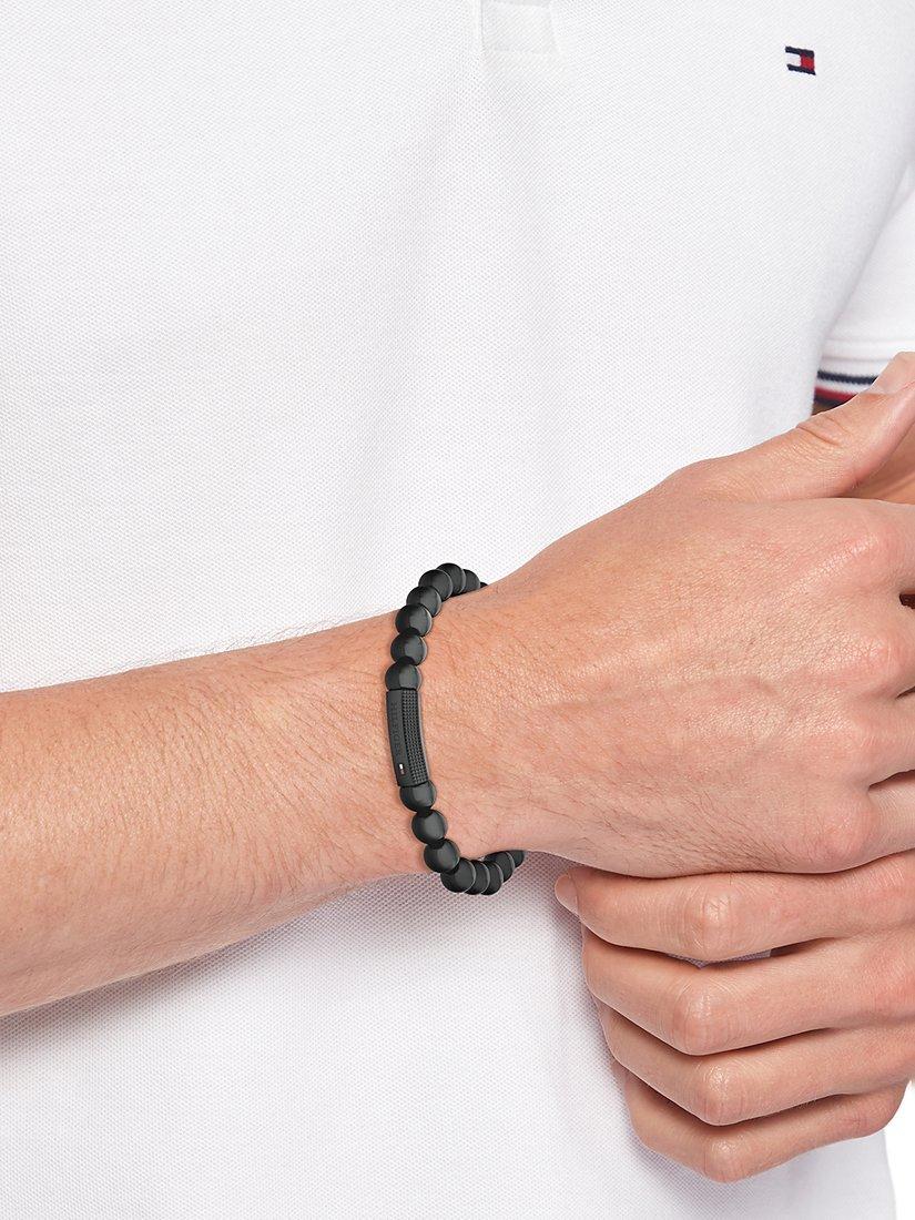 Product image 4 of 4, which shows Tommy Hilfiger Men's Onyx Beaded Bracelet, Black