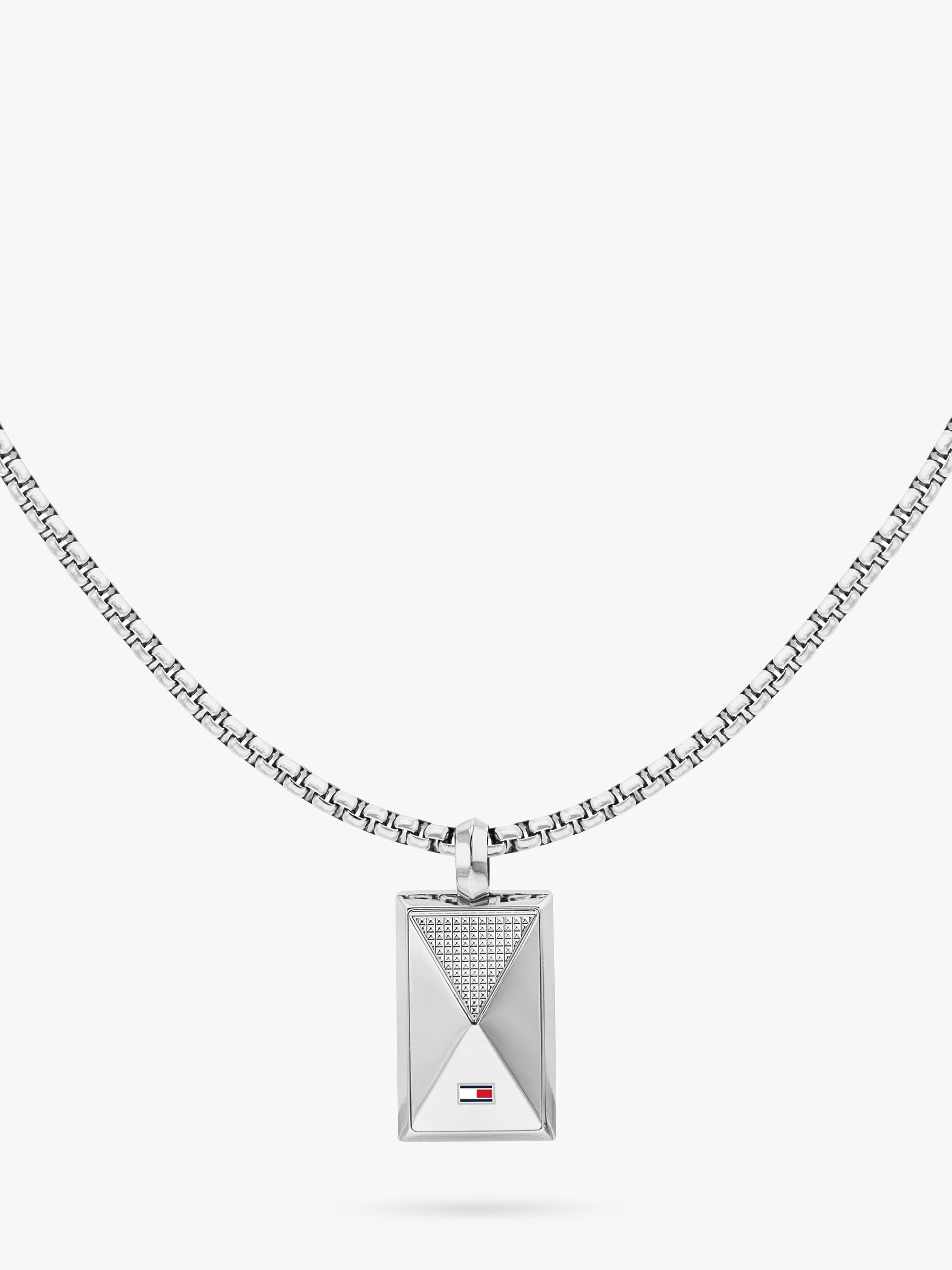Product image 2 of 5, which shows Tommy Hilfiger Men's Flag Pendant Neklace, Silver