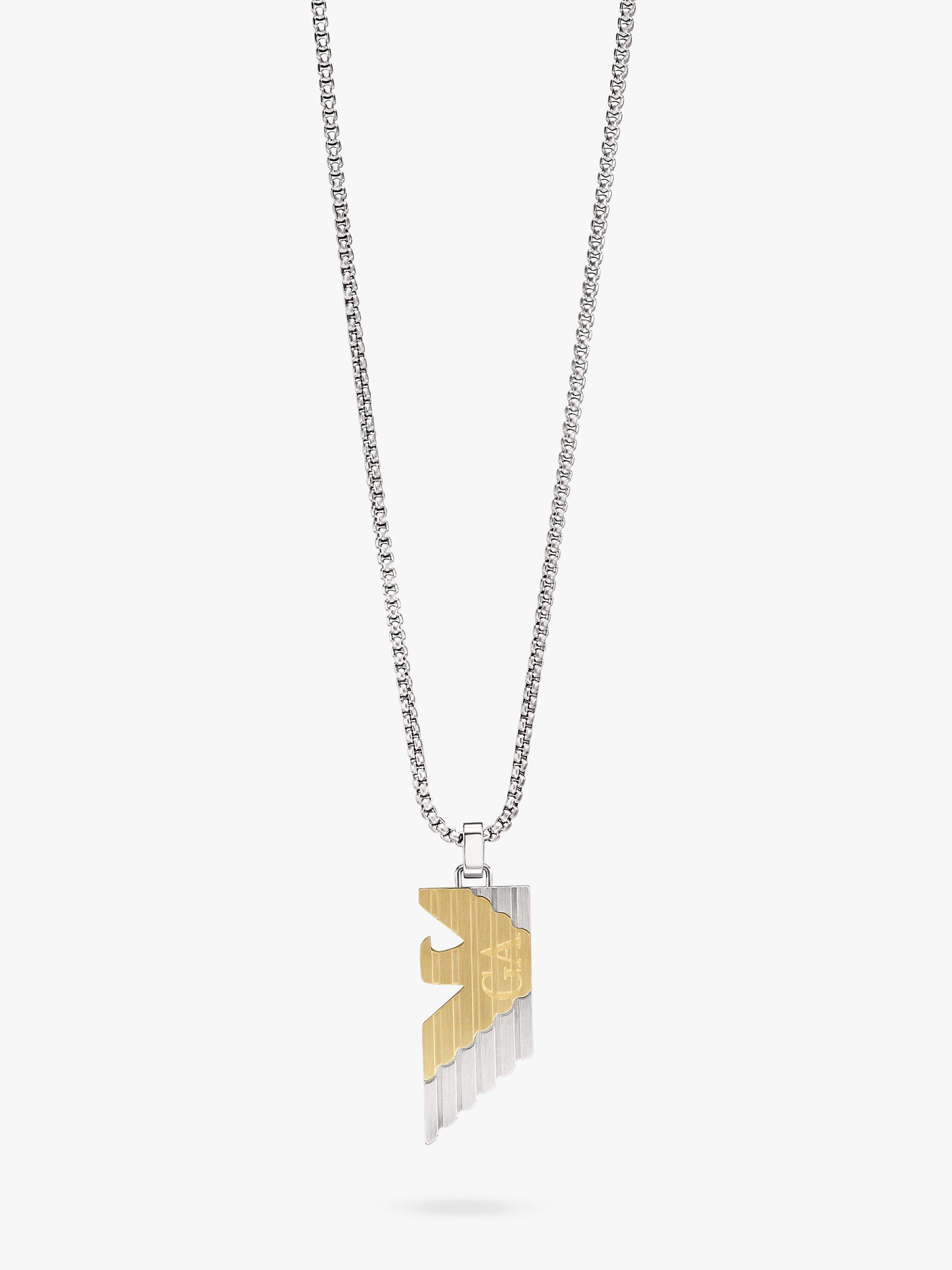 Emporio Armani Men's Eagle Logo Pendant Necklace, Silver/Gold