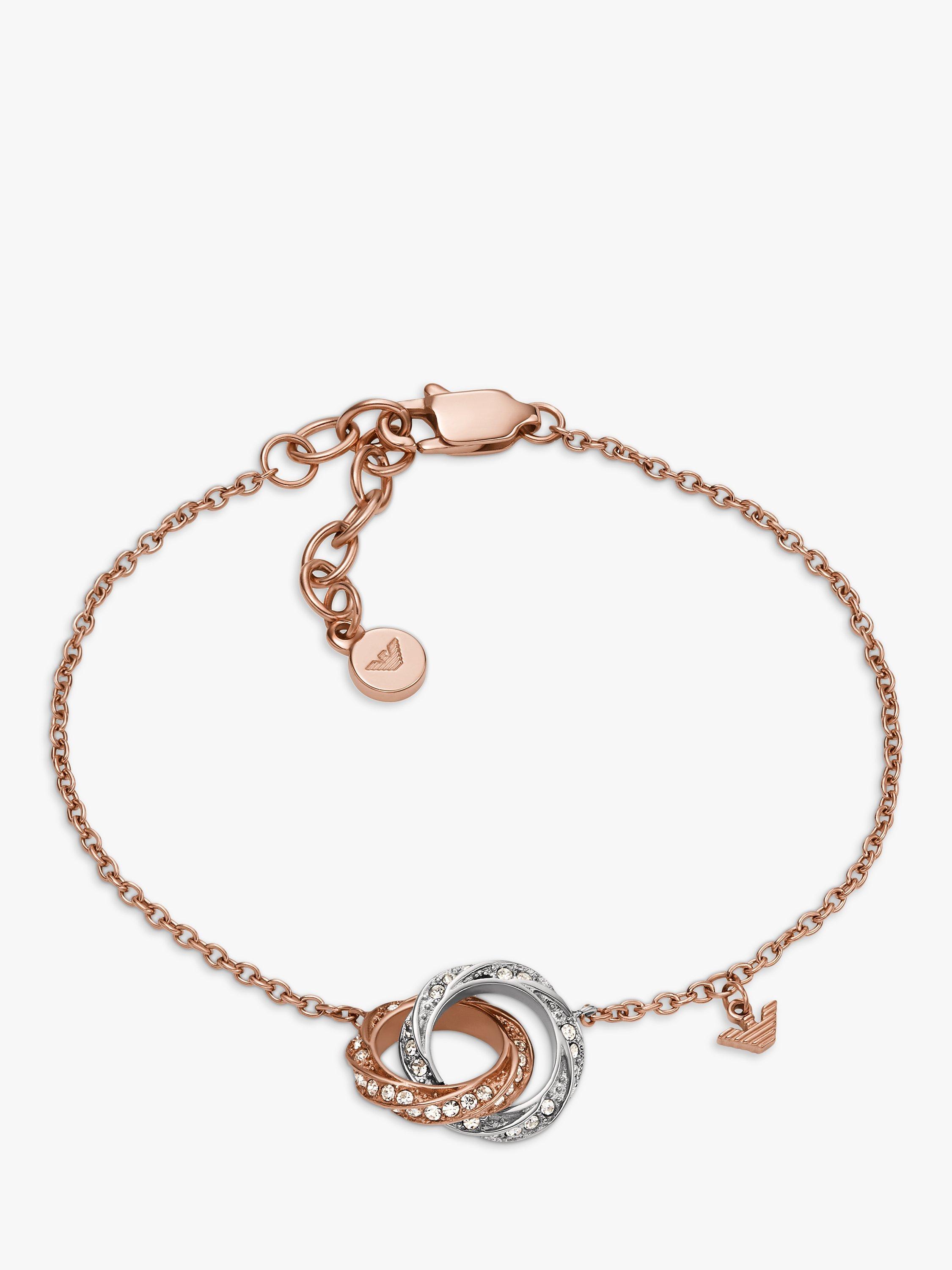 Emporio Armani Circle Link Crystal Bracelet, Gold/Silver