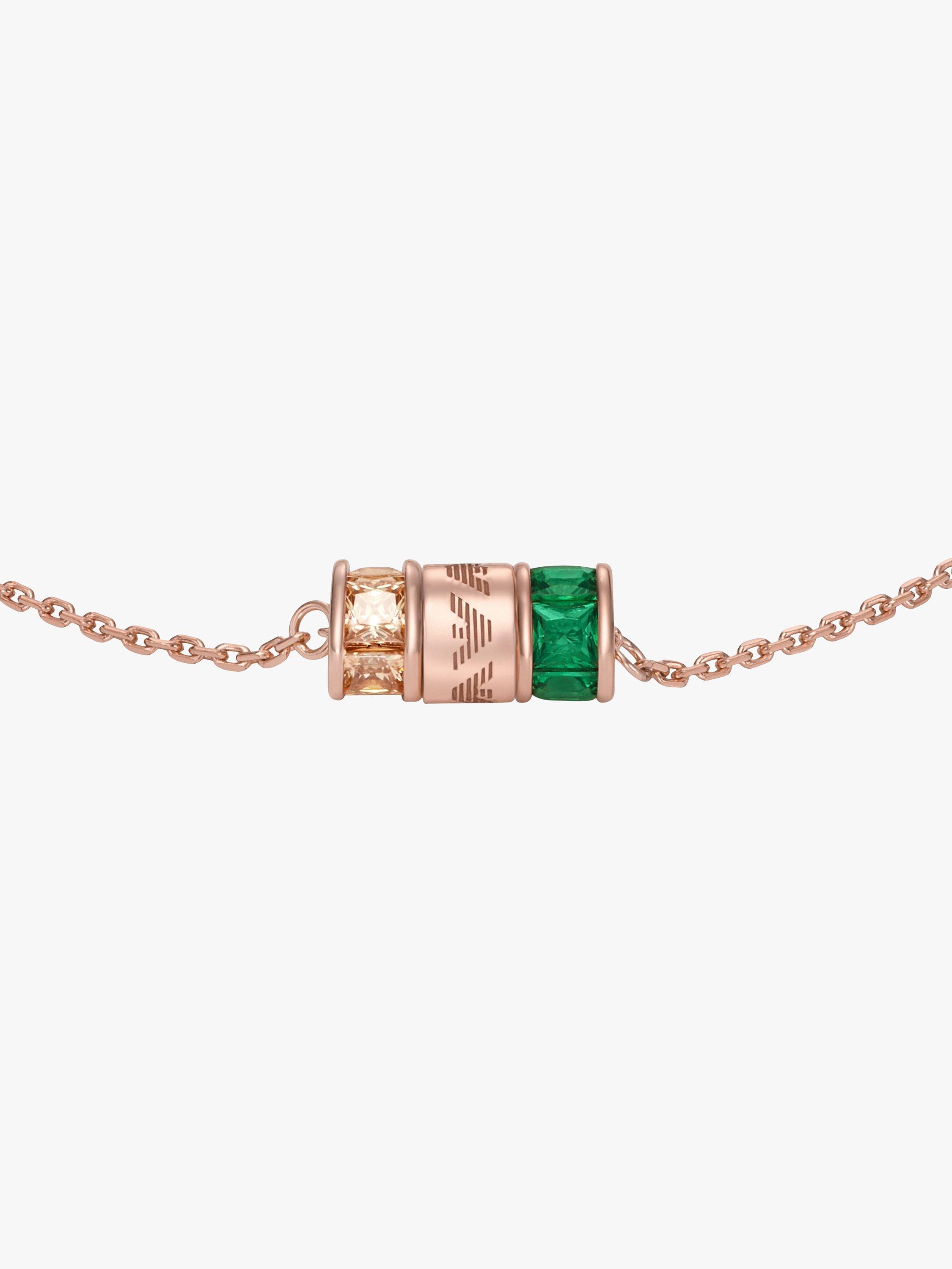 Product image 2 of 4, which shows Emporio Armani Cubic Zirconia Barrel Charm Bracelet, Rose Gold