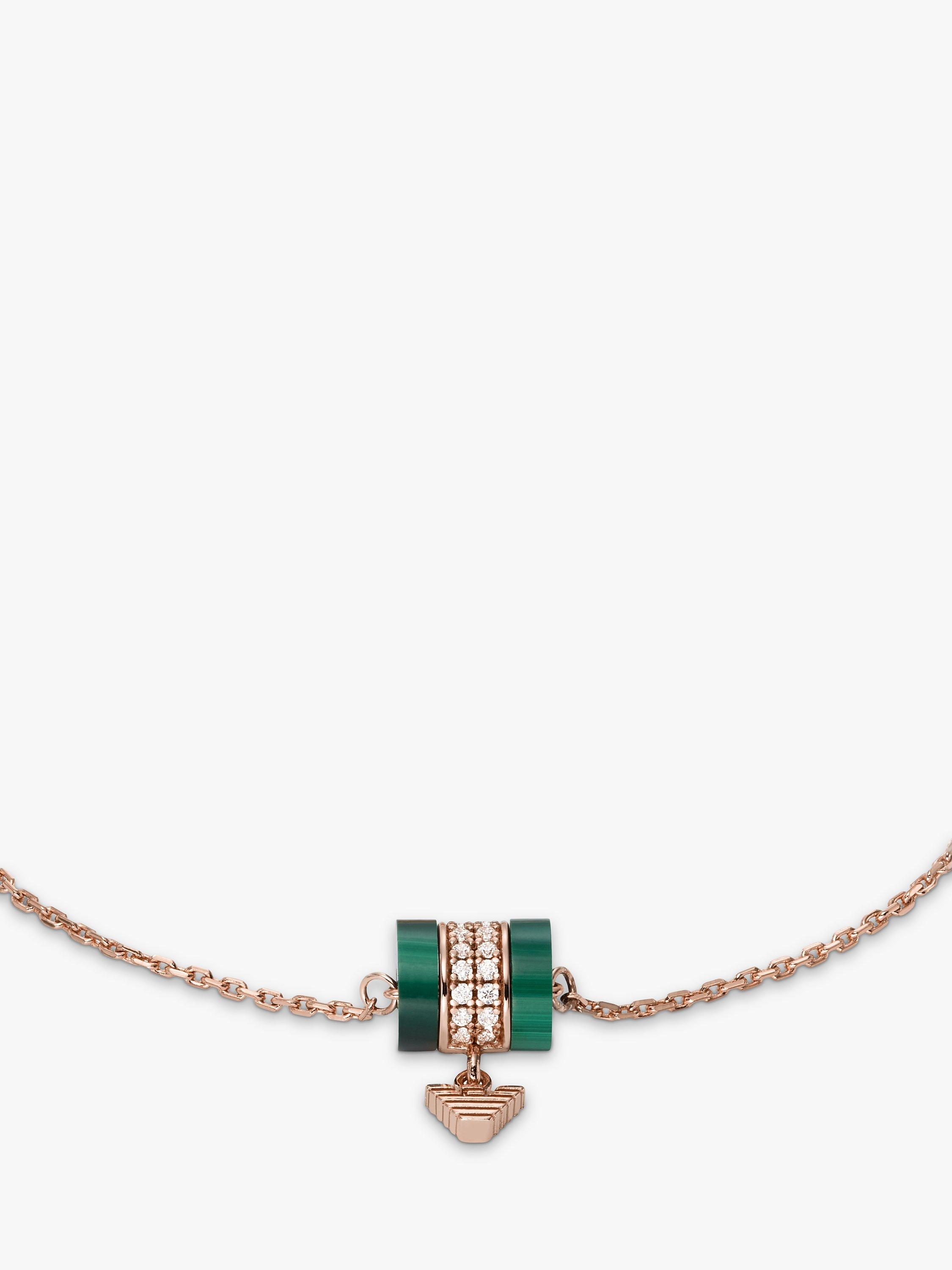 Product image 3 of 4, which shows Emporio Armani Cubic Zirconia Barrel Charm Bracelet, Rose Gold