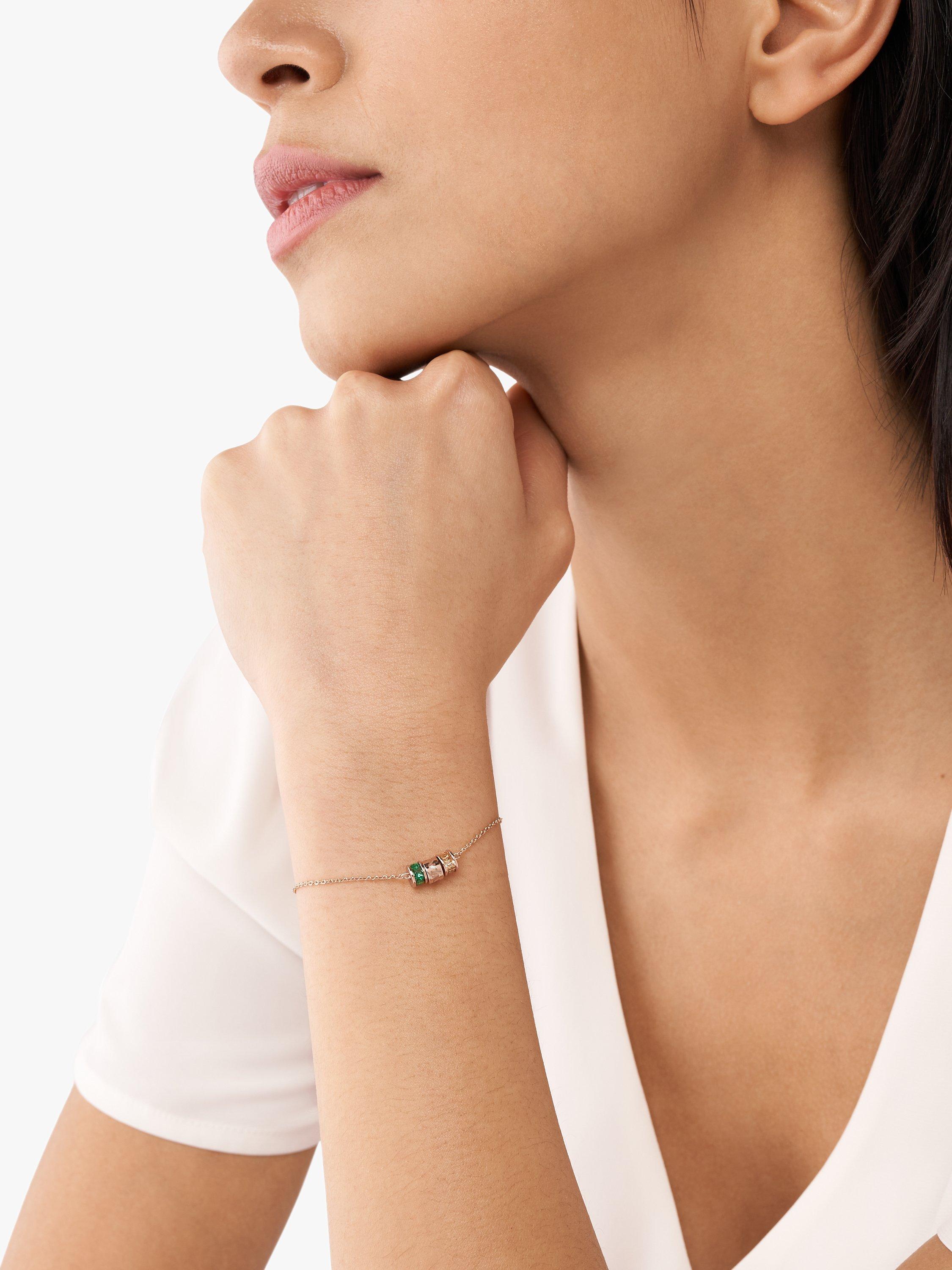 Product image 4 of 4, which shows Emporio Armani Cubic Zirconia Barrel Charm Bracelet, Rose Gold