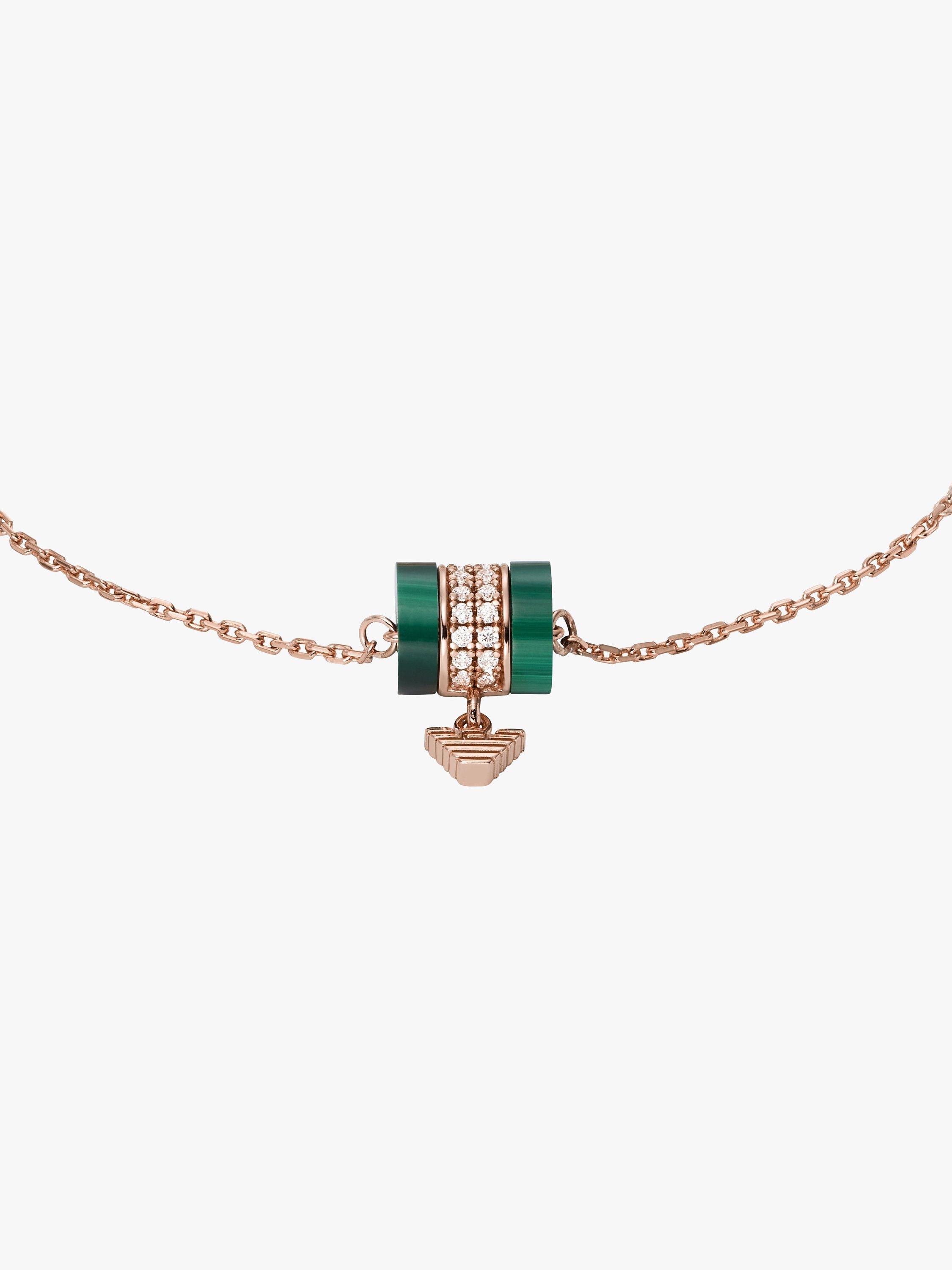 Product image 2 of 3, which shows Emporio Armani Logo Malachite Charm Bracelet, Rose Gold