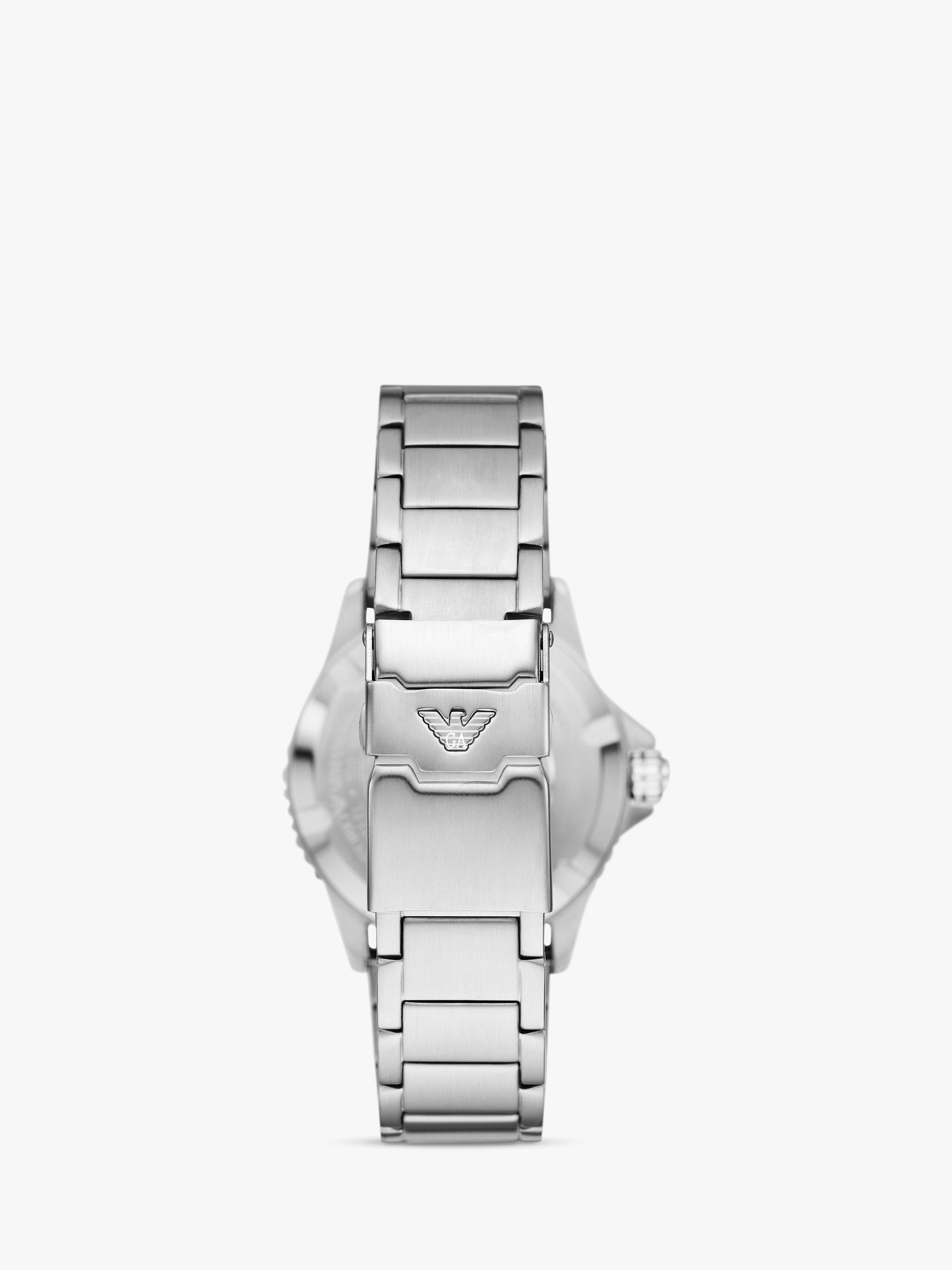 Product image 5 of 6, which shows Emporio Armani Men's Enamel Dial Bracelet Strap Watch, Silver/Blue AR11590
