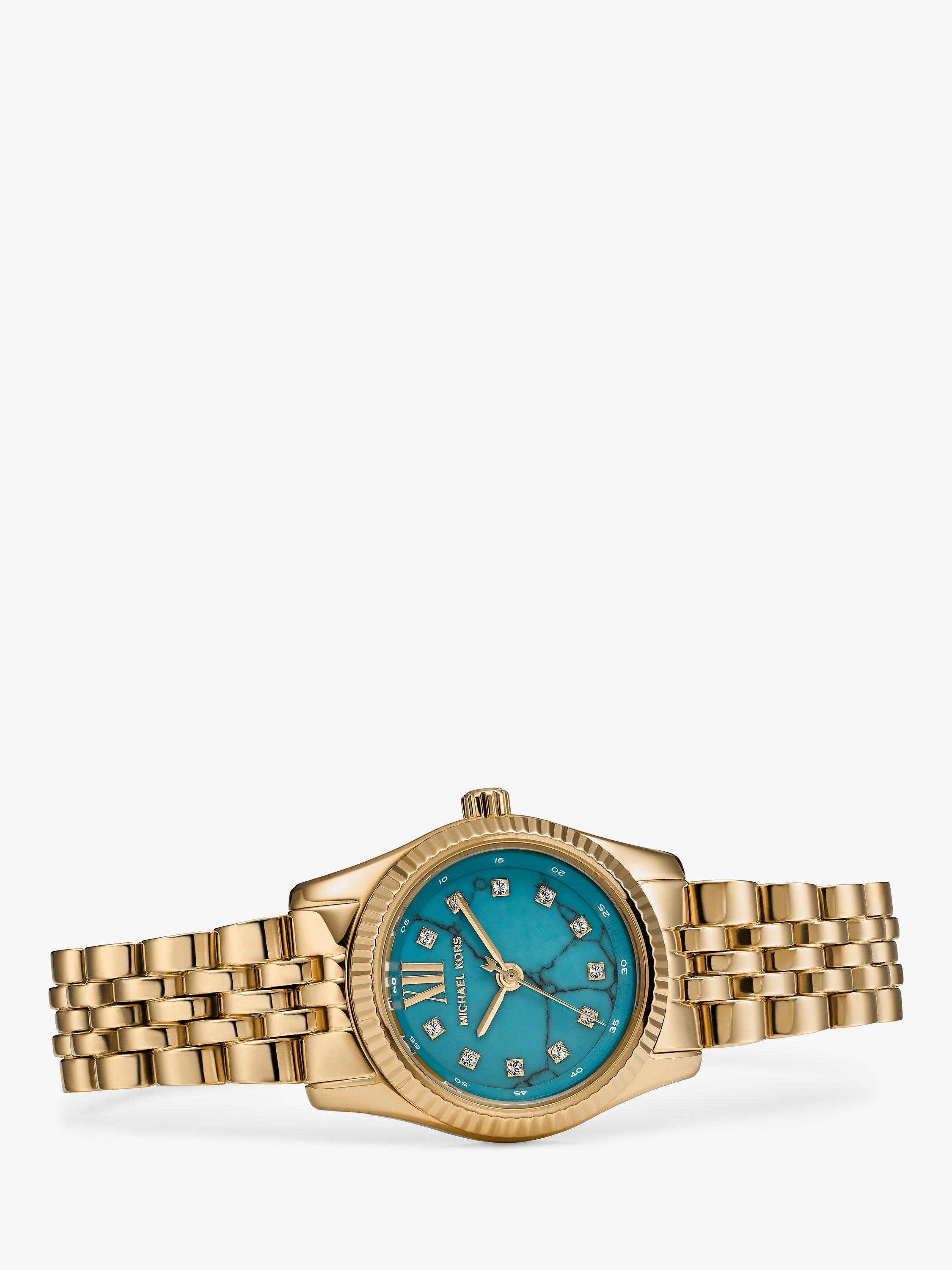 Product image 4 of 4, which shows Michael Kors MK4813 Women's Lexington Bracelet Strap Watch, Gold/Blue