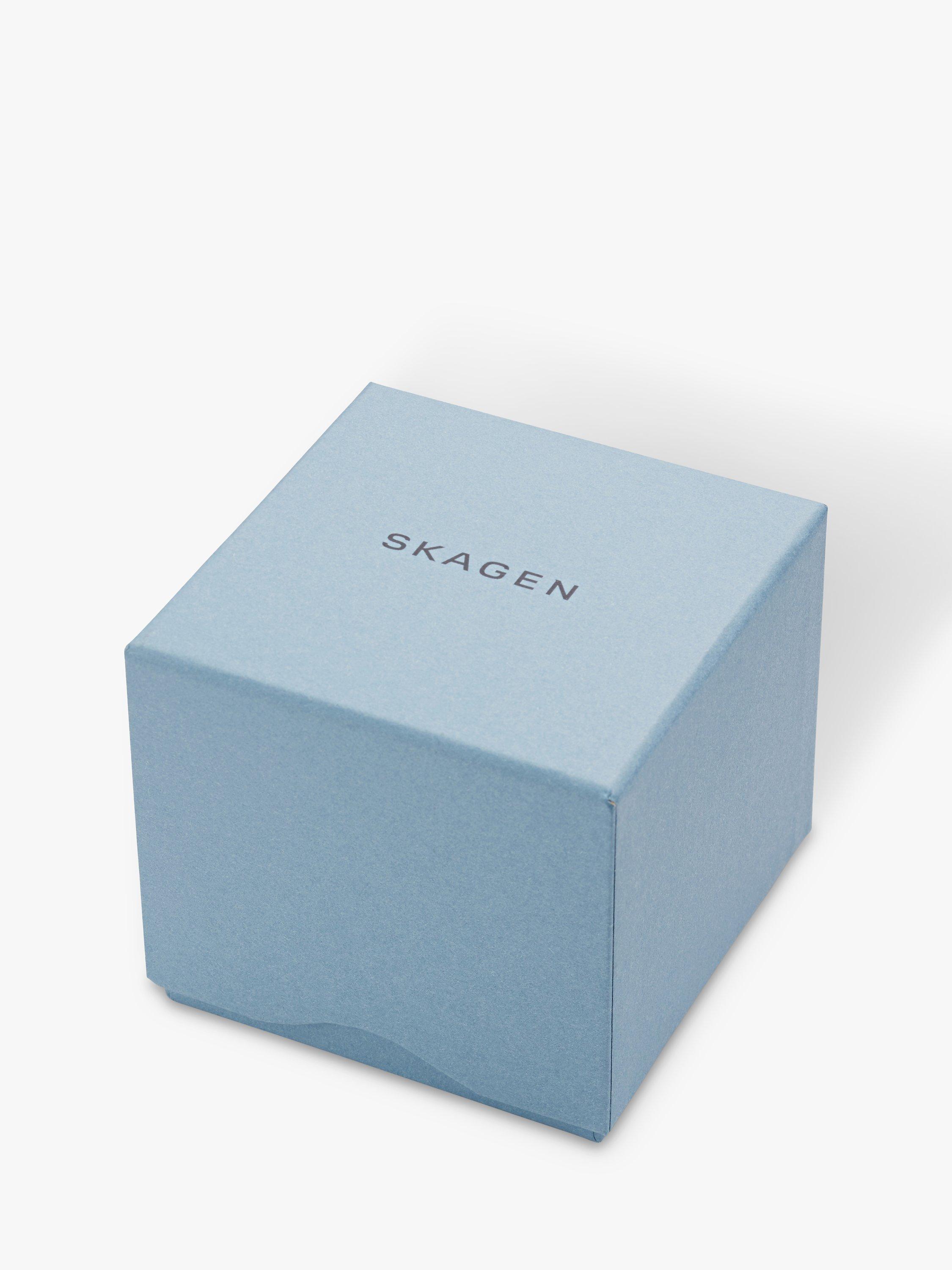 Product image 10 of 10, which shows Skagen Women's Signatur Leather Strap Watch, Rose Gold/Grey