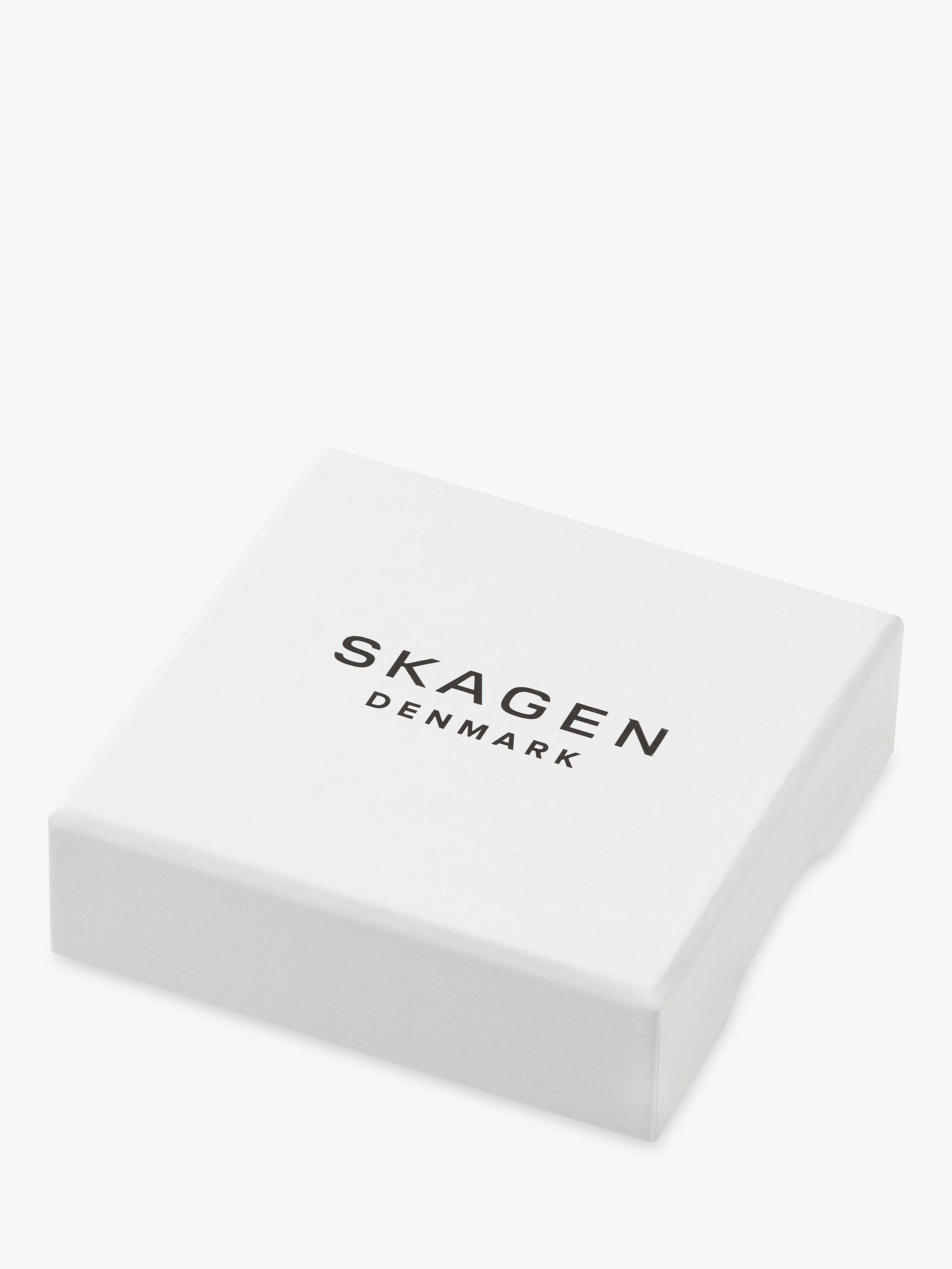 Product image 6 of 6, which shows Skagen Glass Stone Wave Drop Earrings, Silver/Blue