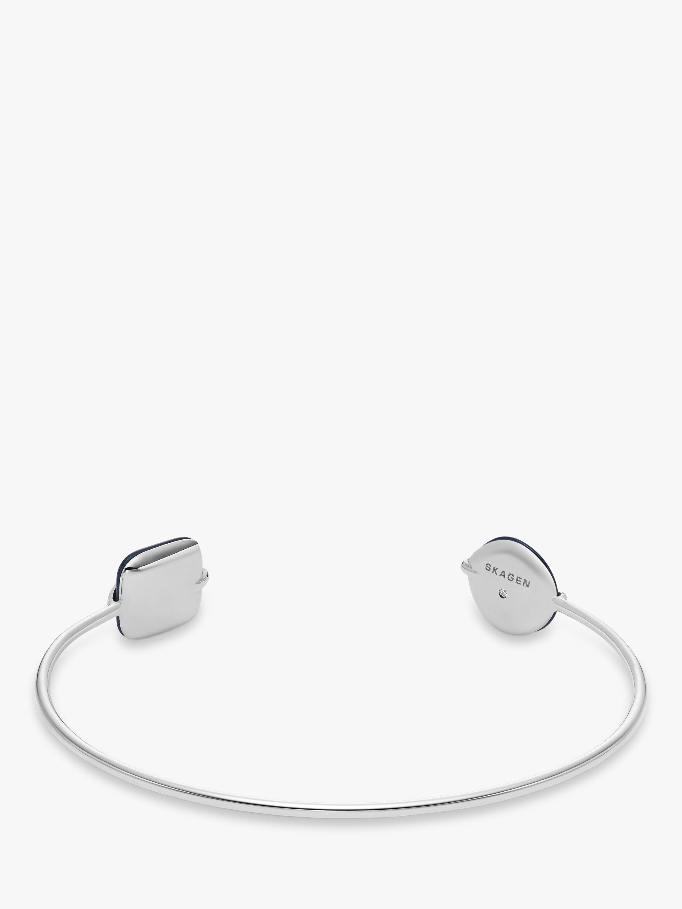 Product image 2 of 5, which shows Skagen Glass Stone Wave Cuff Bracelet, Silver/Blue
