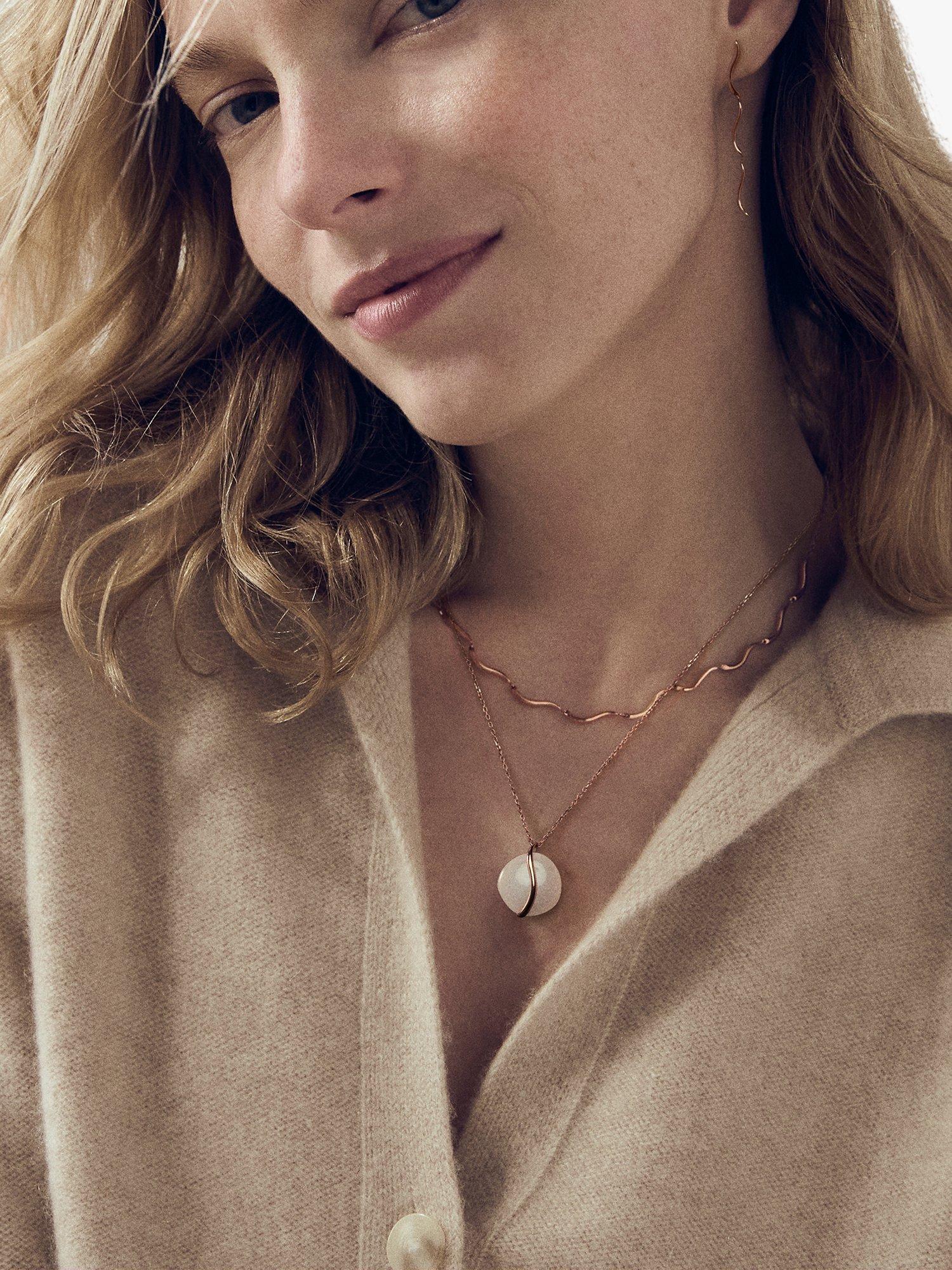 Product image 5 of 6, which shows Skagen Glass Stone Wave Pendant Necklace,