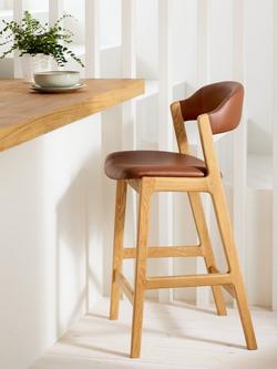 John Lewis Santino Bar Stool, Oak Bianco Oil - view 2, Cognac