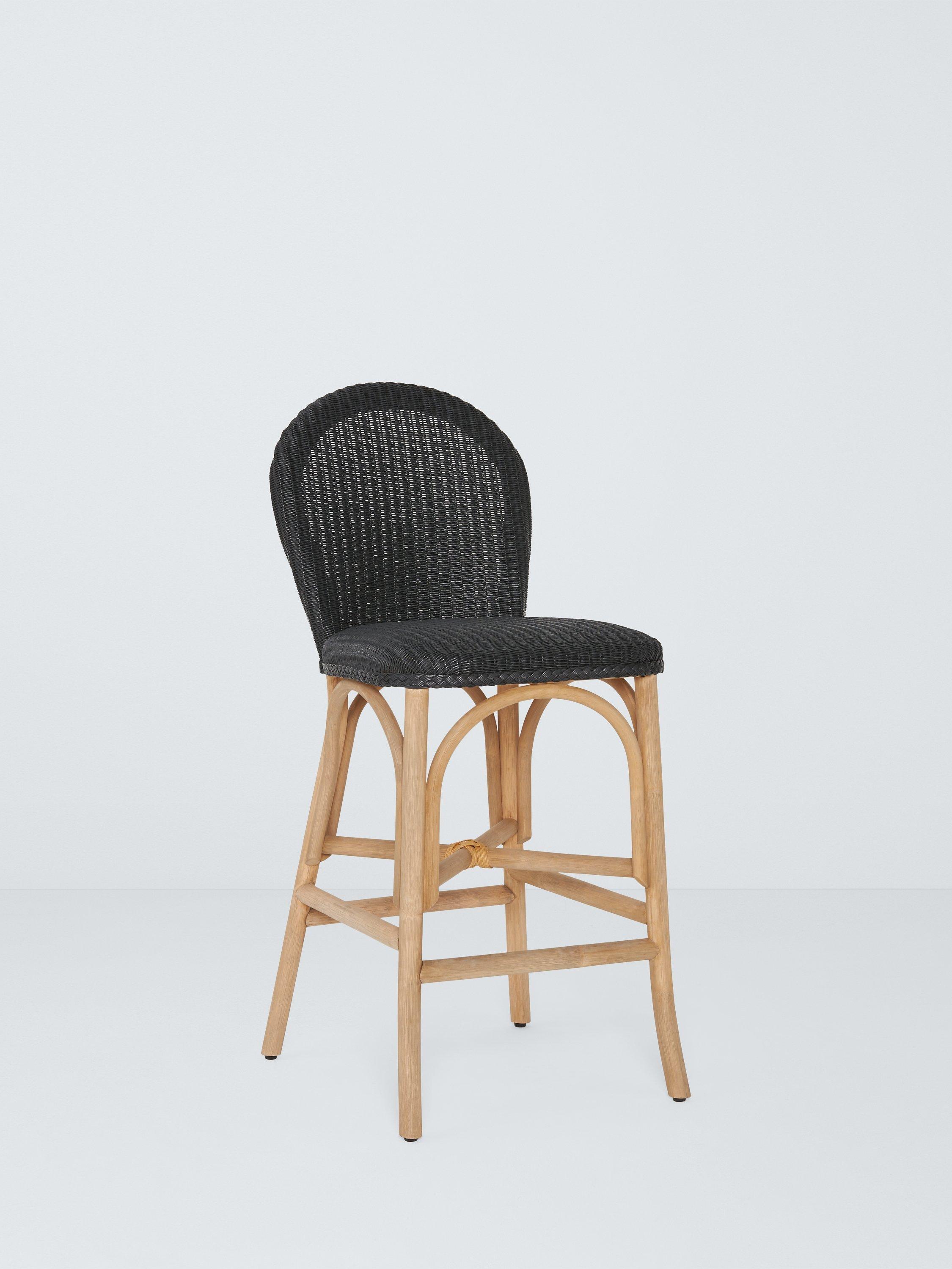 John Lewis Woven Cane Bar Stool, Black/Natural