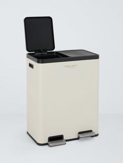 John Lewis 2 Section Recycling Bin with Handles, 60L - view 2, Stone