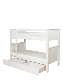 Stompa Classic Kids Originals Bunk Bed with 2x Trundle Drawers, FSC-Certified (Pine), White, White