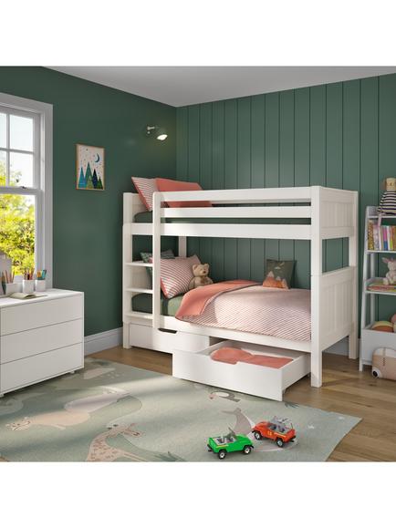 Stompa Classic Kids Originals Bunk Bed with 2x Trundle Drawers, FSC-Certified (Pine), White - view 2, White