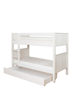 Stompa Classic Kids Originals Bunk Bed with Trundle Drawer, FSC-Certified (Pine), White, White