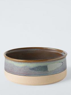 John Lewis Stoneware Dog Bowl, Large, Green/Multi, Green Multi Green