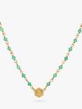 Olivia Burton Sun And Moon Agate Pendant Necklace, Gold/Green