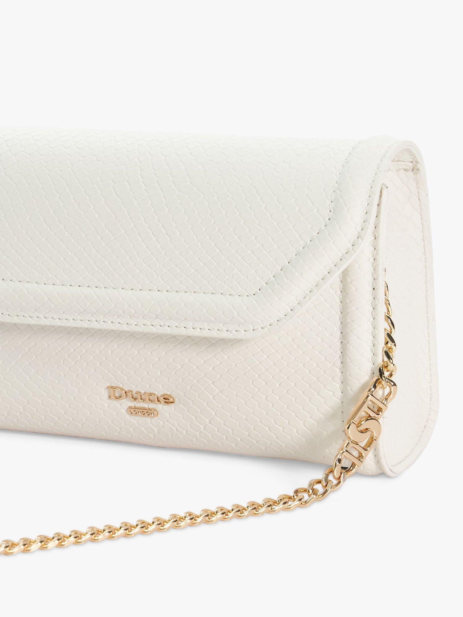 Product image 2 of 5, which shows Dune London Bellini Box Clutch Bag, White