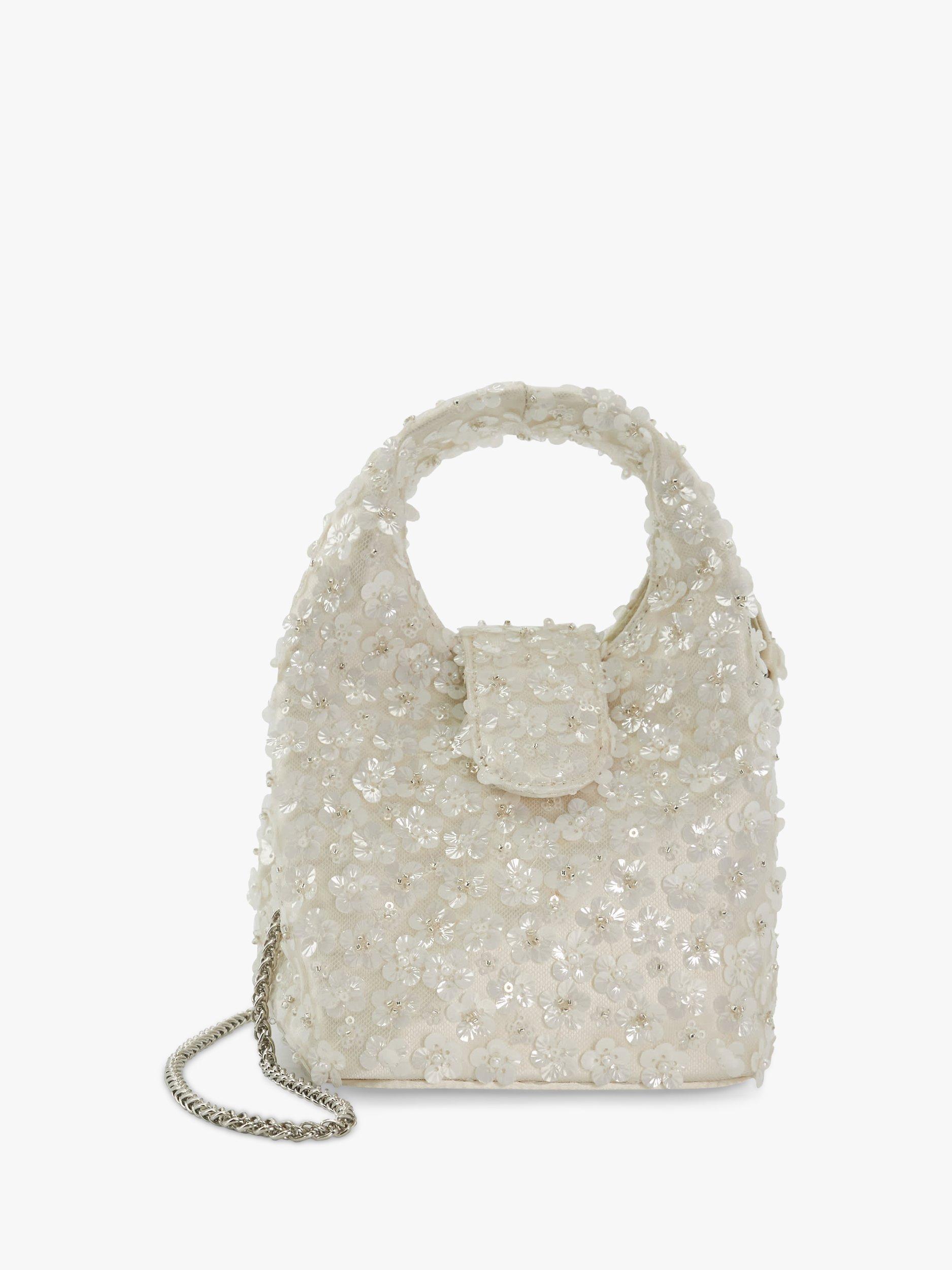 Product image 1 of 4, which shows Dune London Bouquette Mini Grab Bag, Ivory