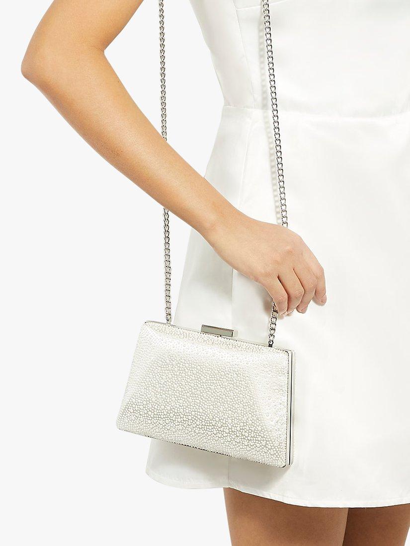 Product image 5 of 5, which shows Dune London Because Pearl Effect Clutch Bag, Ivory