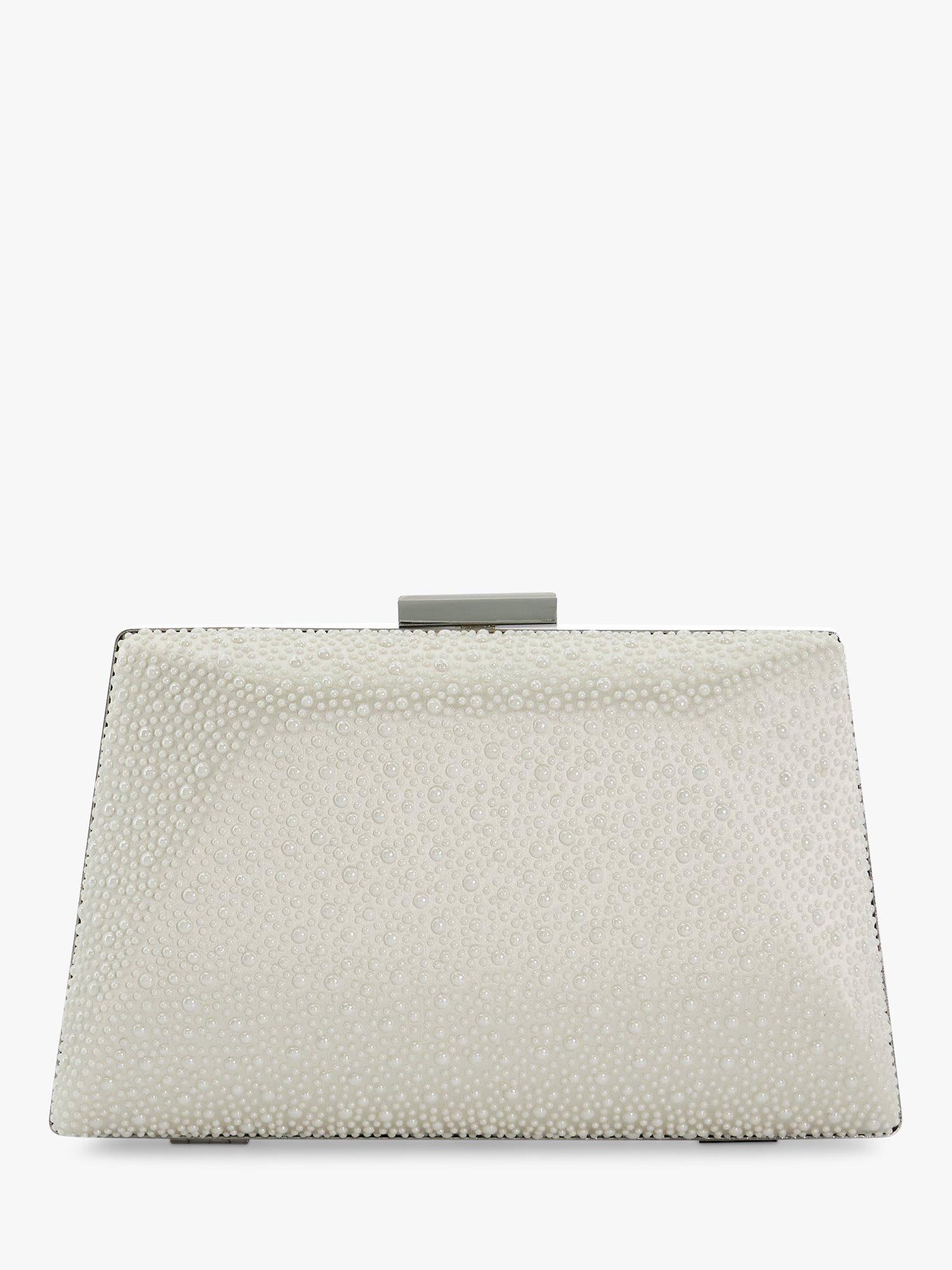 Product image 2 of 5, which shows Dune London Because Pearl Effect Clutch Bag, Ivory