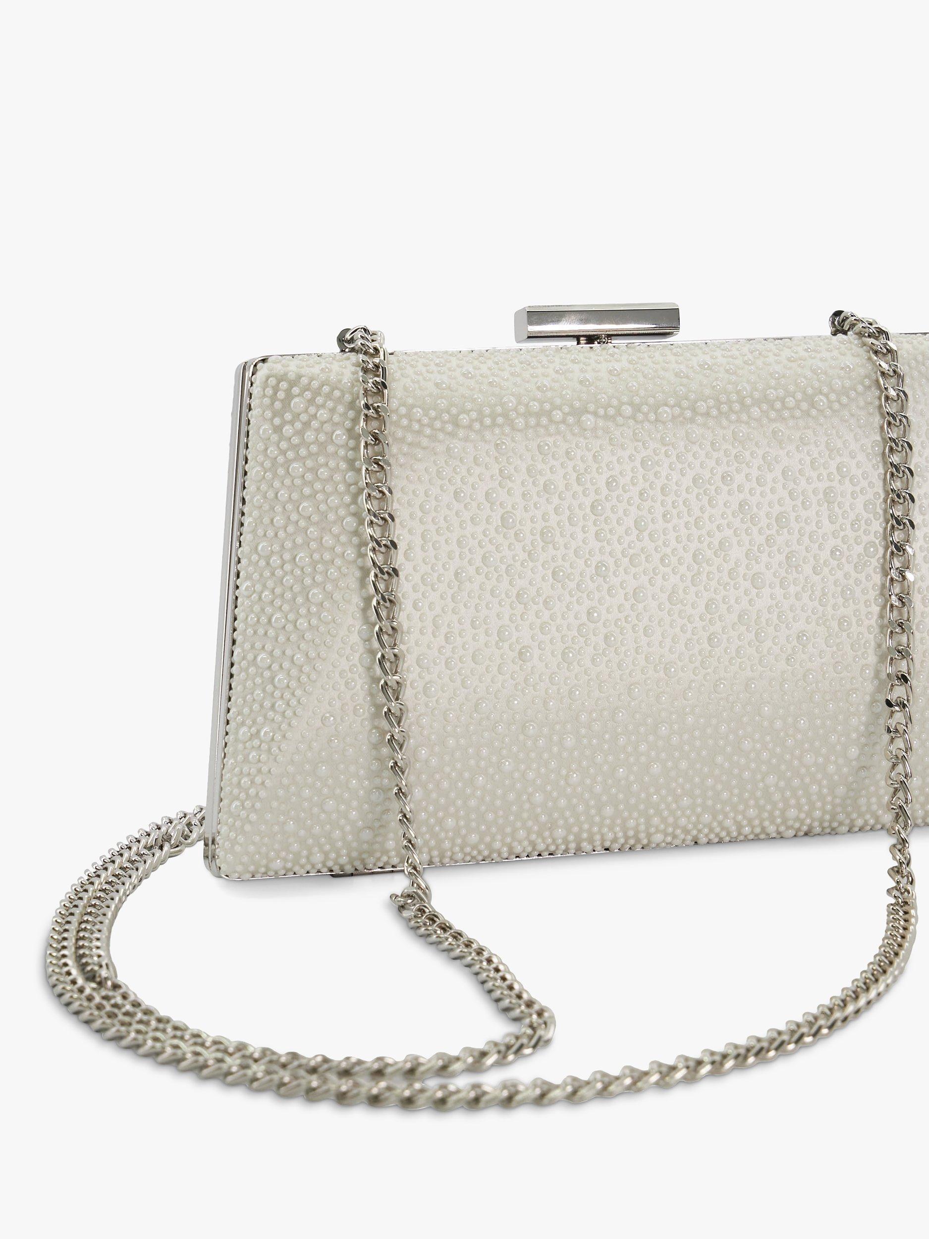 Product image 4 of 5, which shows Dune London Because Pearl Effect Clutch Bag, Ivory