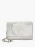 Dune Blossoming Satin Flower Clutch Bag, White