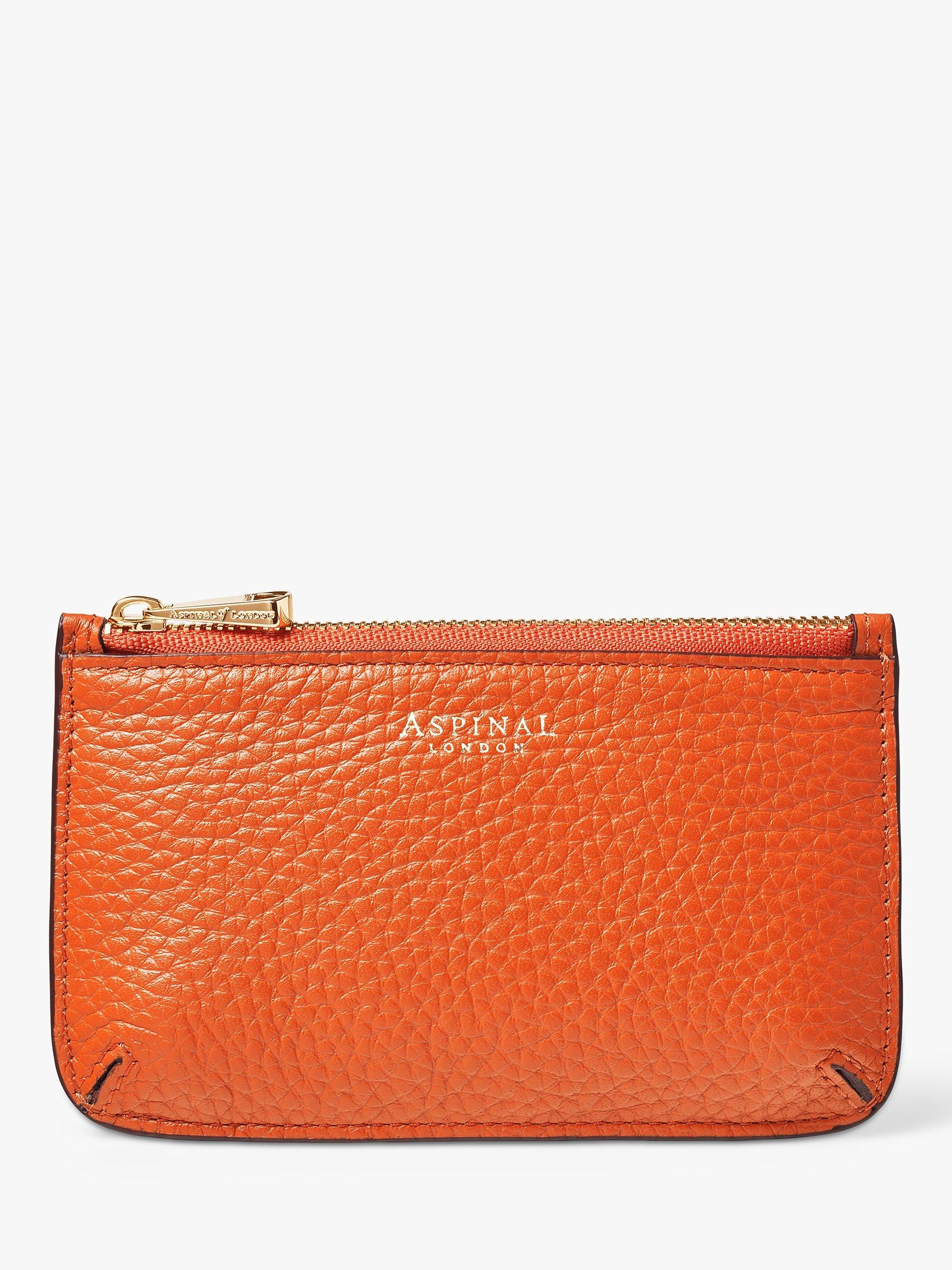 Product image 2 of 3, which shows Aspinal of London Ella Pebble Grain Leather Card and Coin Holder, Orange