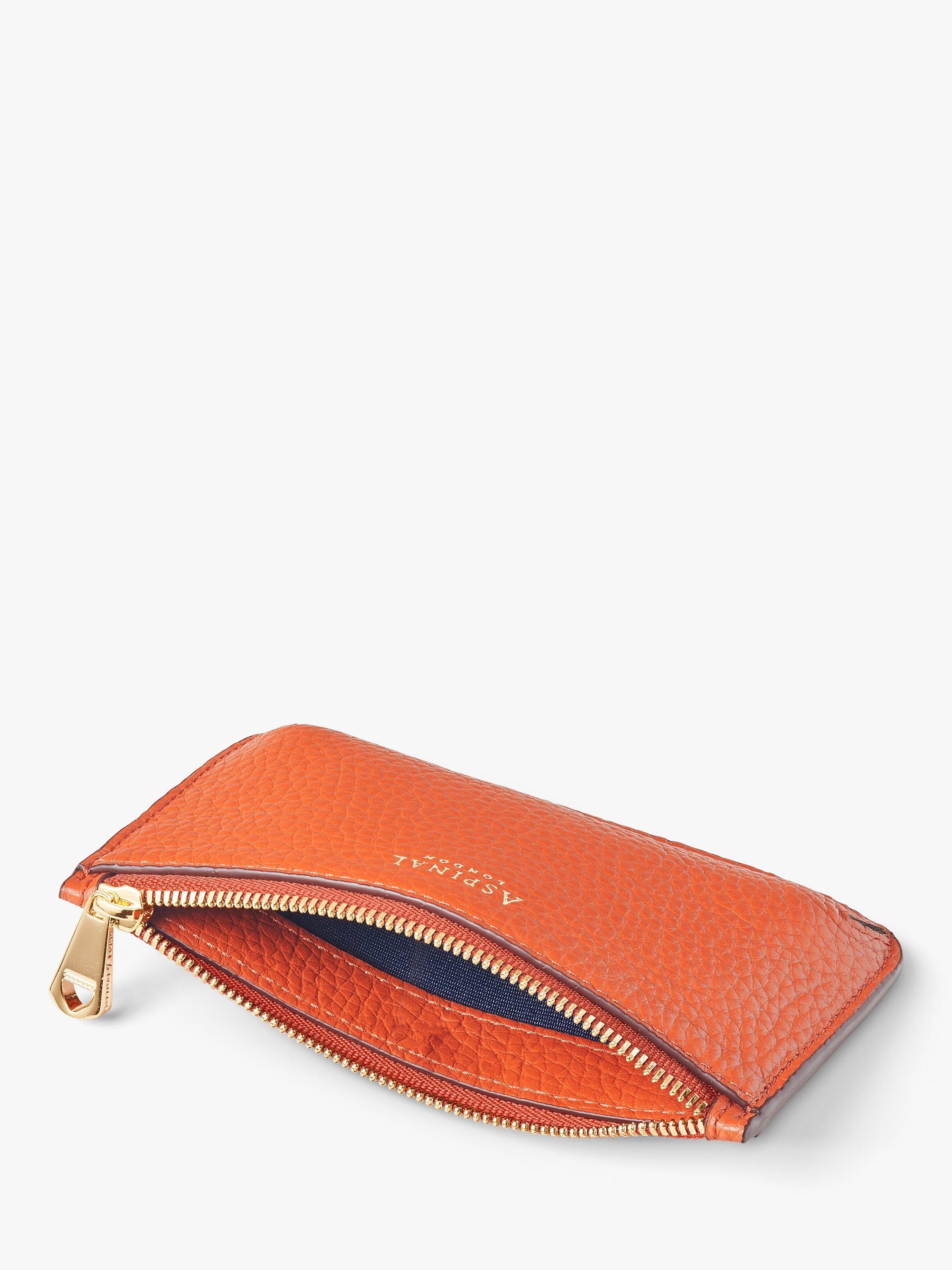 Product image 3 of 3, which shows Aspinal of London Ella Pebble Grain Leather Card and Coin Holder, Orange