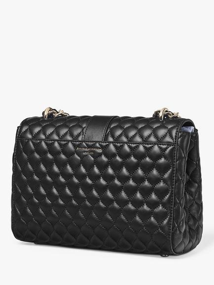 Aspinal of London Lottie Large Smooth Quilted Leather Shoulder Bag - view 2, Black