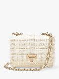 Aspinal of London Lottie Tweed Shoulder Bag, Ivory/Gold