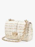 Aspinal of London Lottie Tweed Shoulder Bag, Ivory/Gold