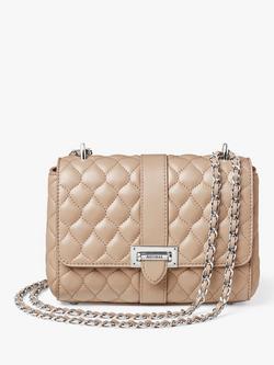 Aspinal of London Lottie Small Smooth Quilted Leather Shoulder Bag, Taupe